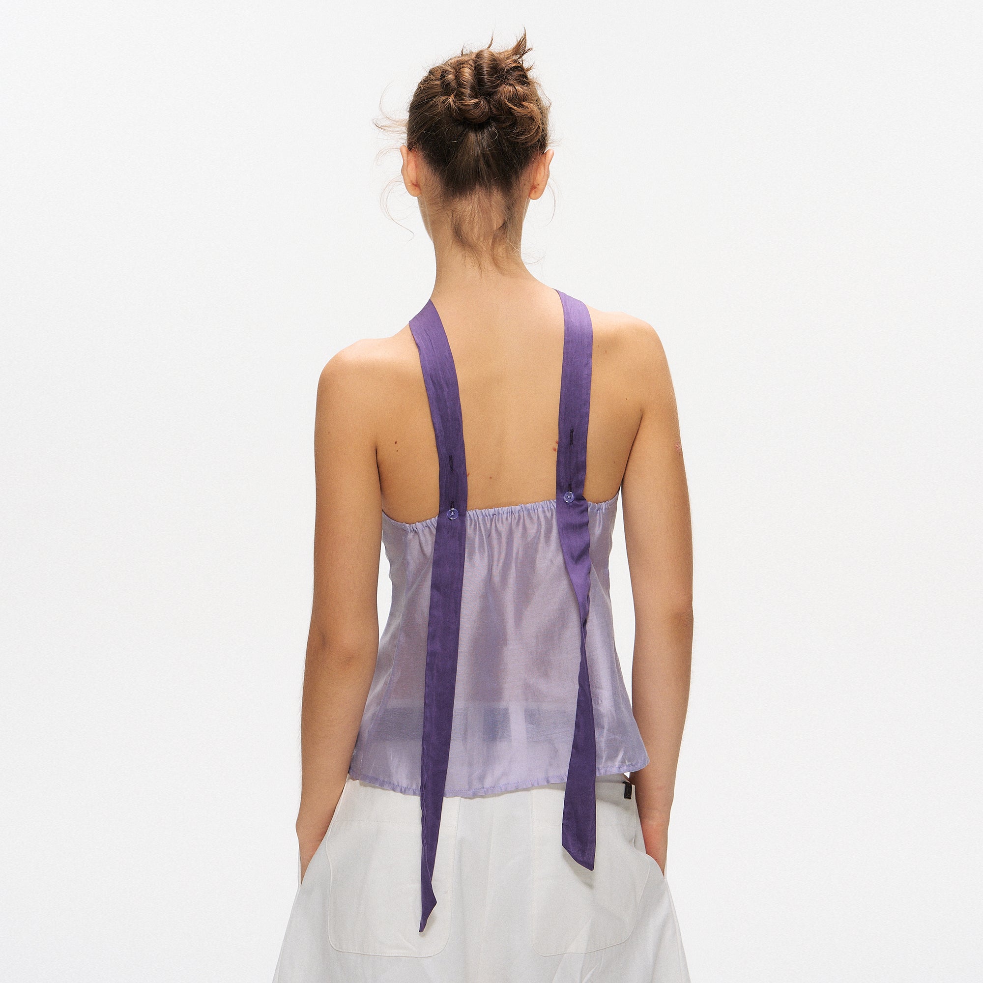 10AMSOTIIIIIIRED Convertible Ruffle Bib Top