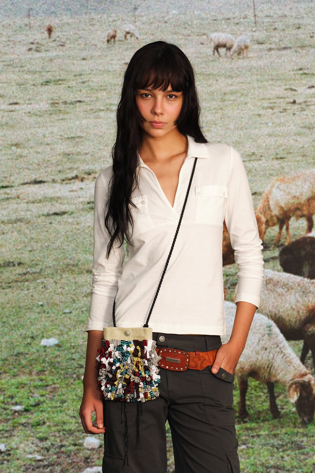 OINIMI Contrast Patchwork Mini Crossbody Bag