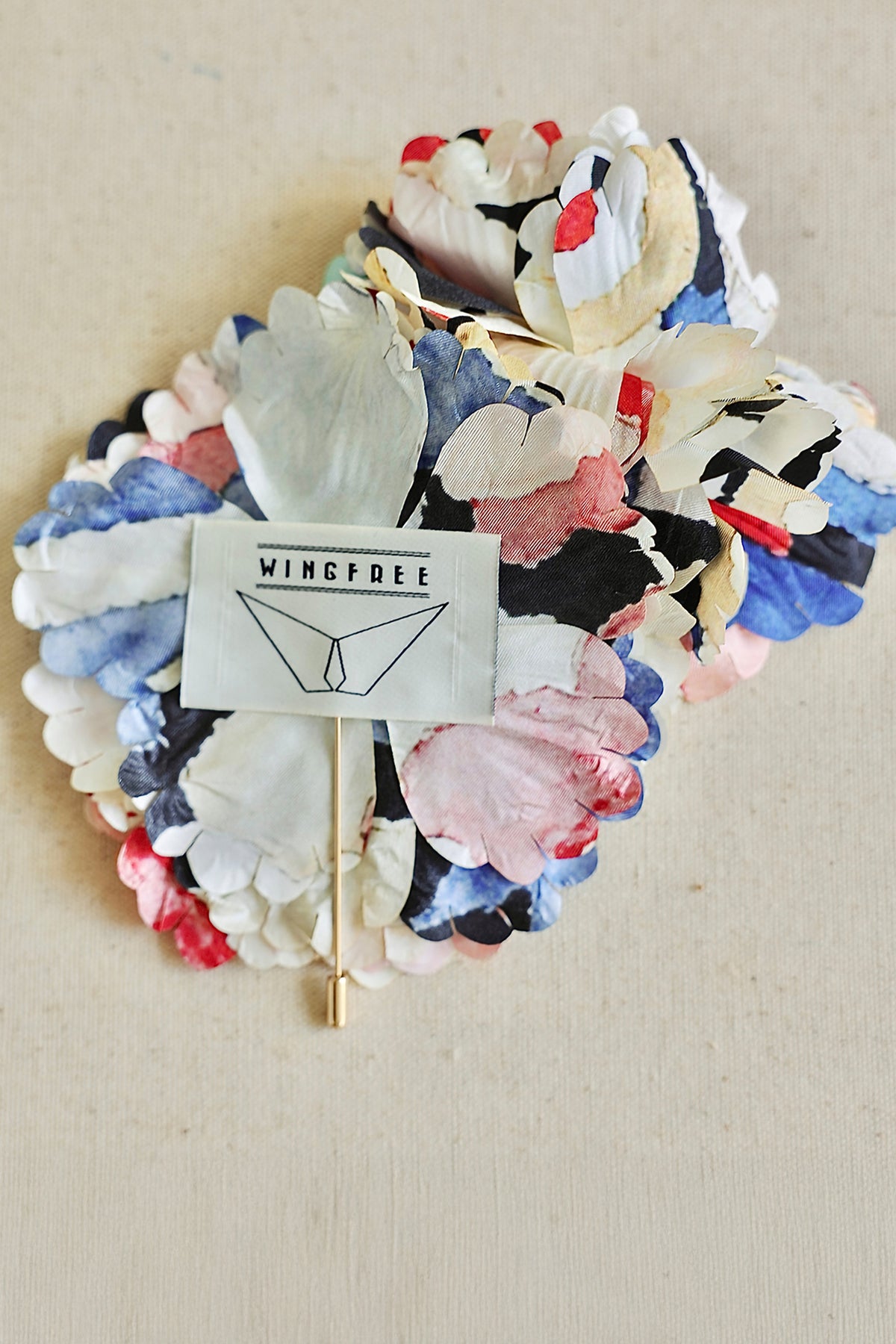 WINGFREE Layered Fabric Floral Brooch