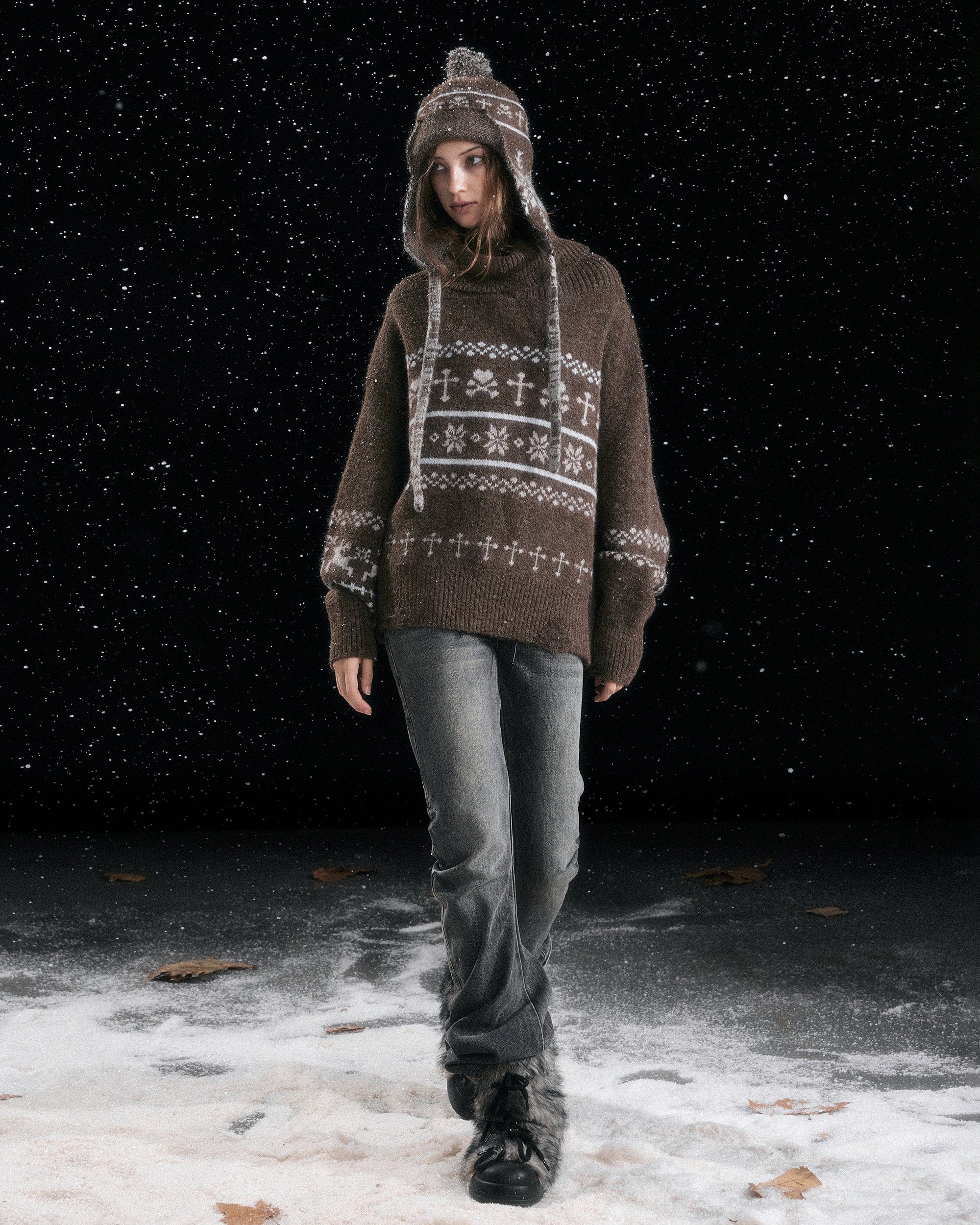 CESTNOUS Fair Isle Slouchy Oversized Sweater