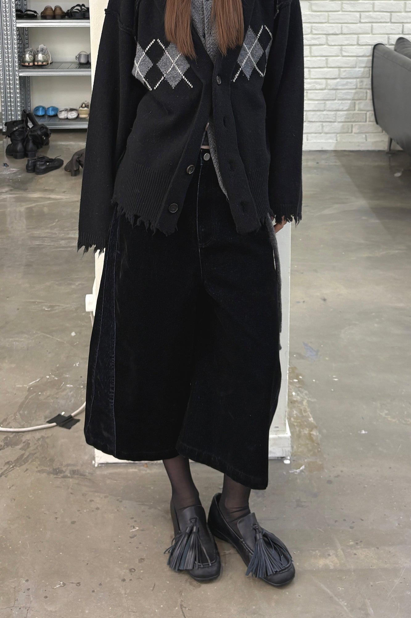 NEVERSEEZ Cropped Wide-Leg Denim Culottes
