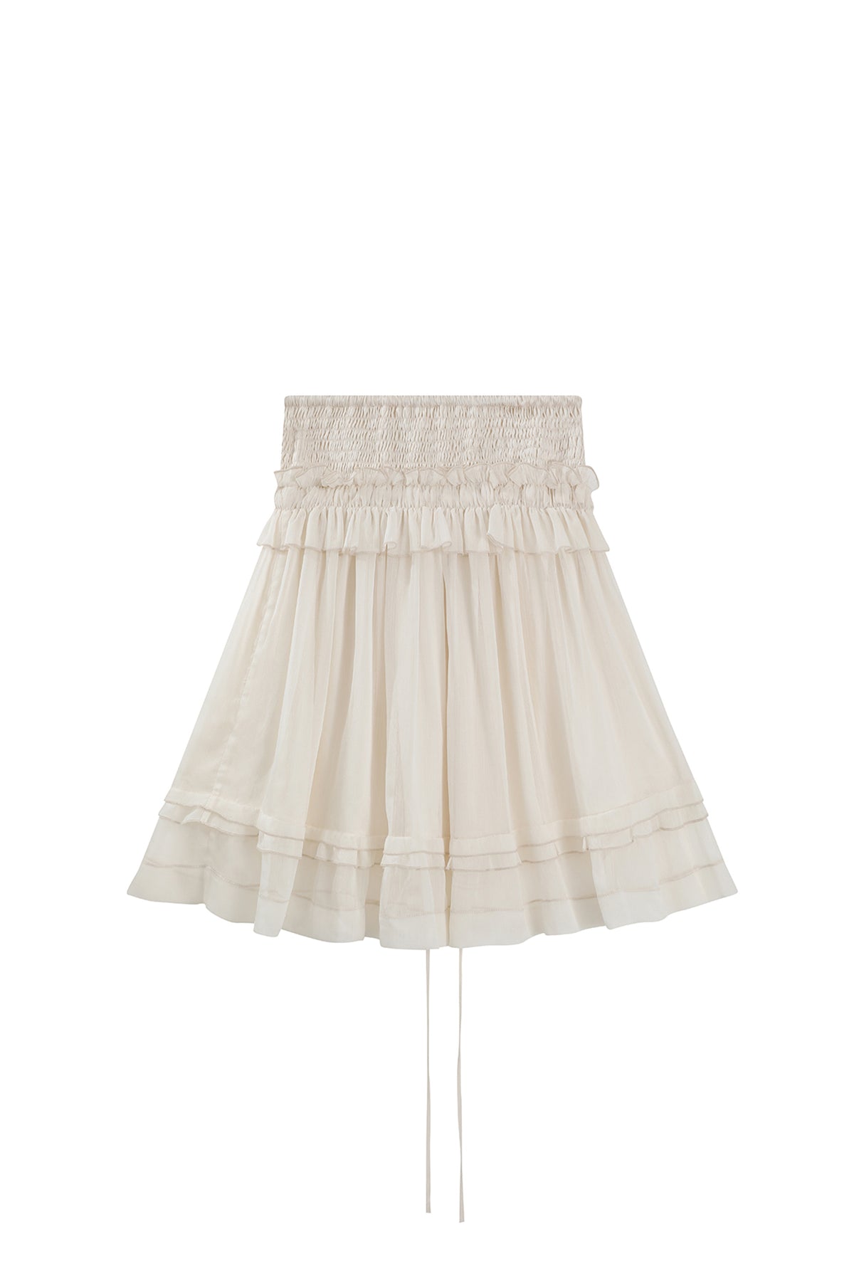 CHANGGUANG YUANZI Spliced Lace Drawstring Flared Skirt
