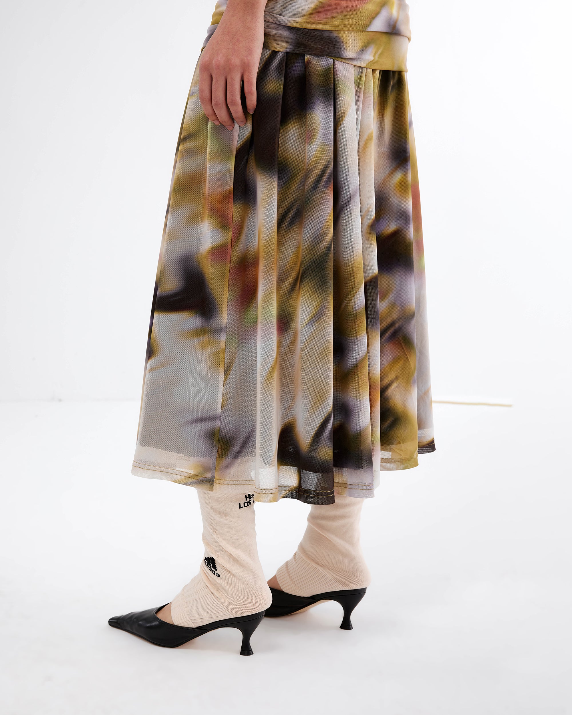 JIUWU PARK Blurred Print Strappy Midi Dress
