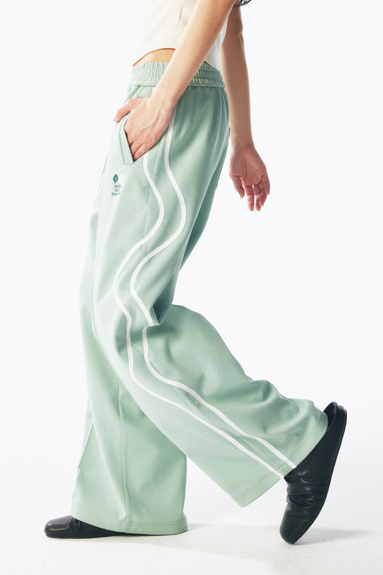 1997 POSTOFFICE Contrast Curved-Stripe Quick-Dry Track Pants