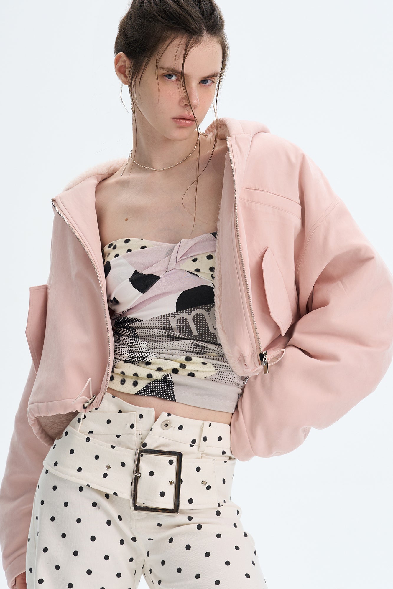 THE NEVERMORE Faux Fur Lined Cropped Parka