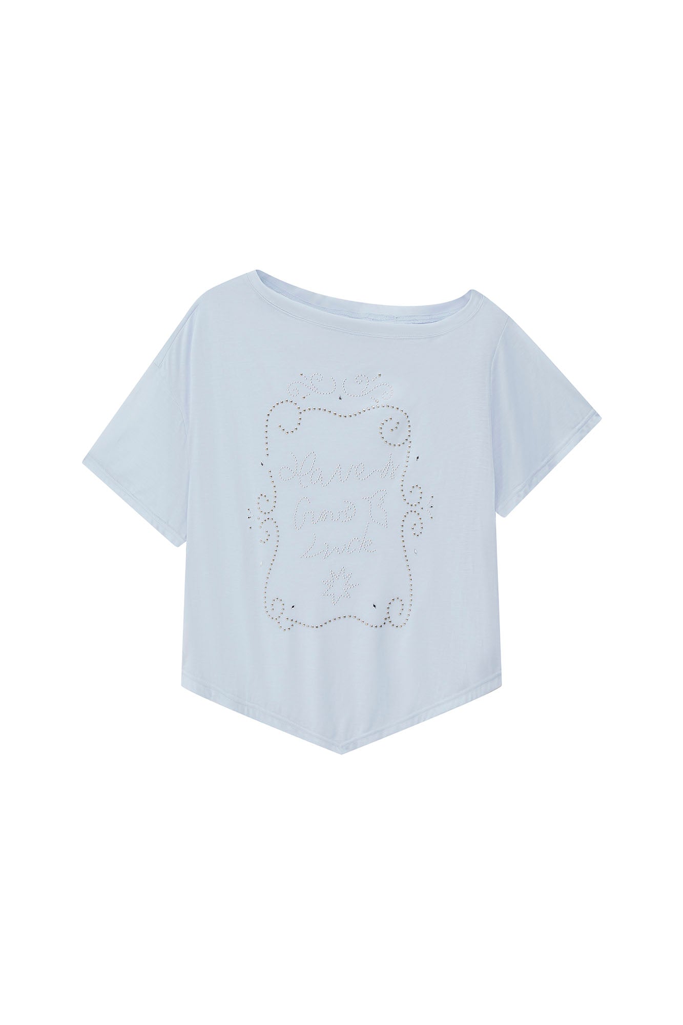 SOFITTE Off-Shoulder Studded Graphic Tee