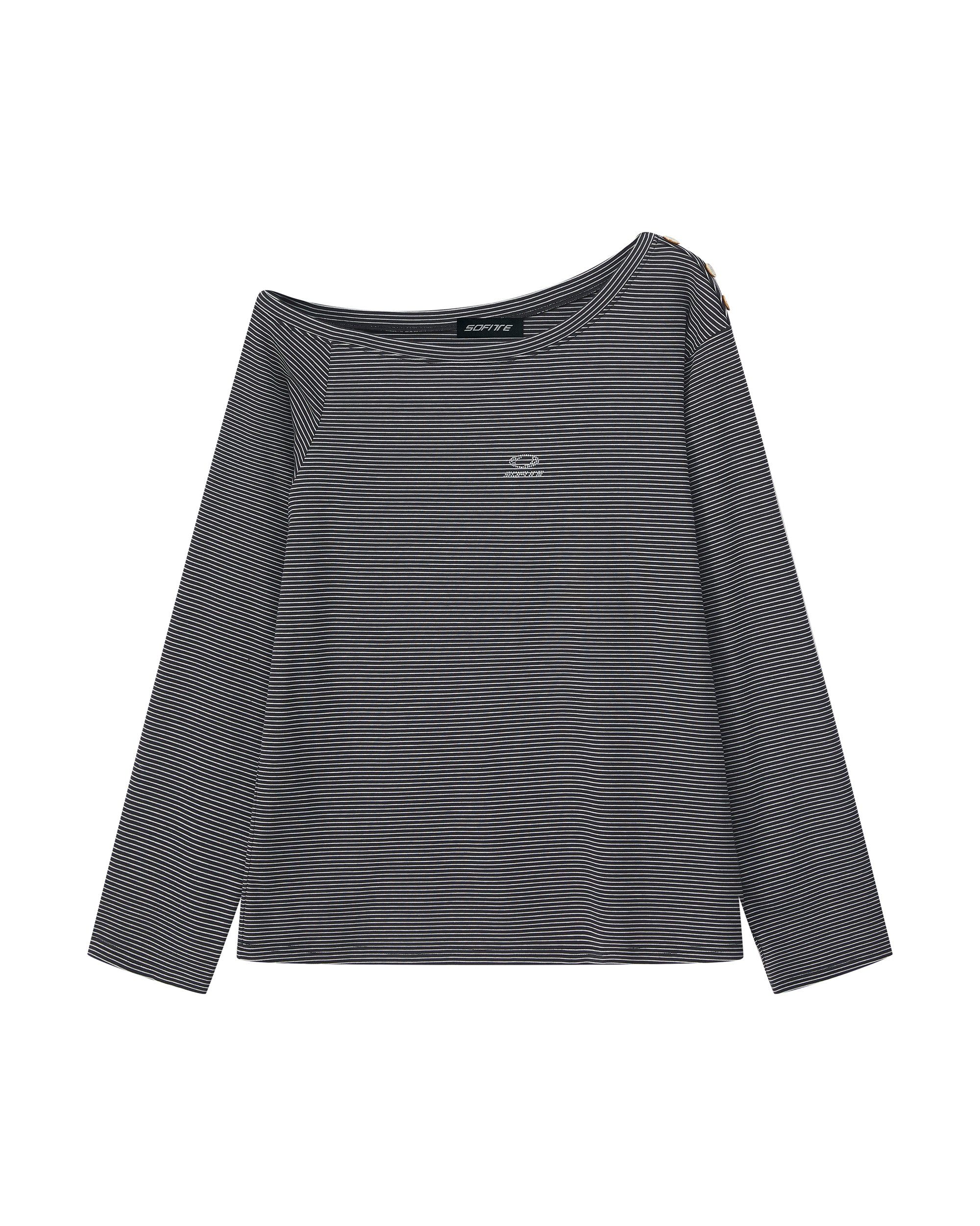 SOFITTE Off-Shoulder Striped Drape Tee