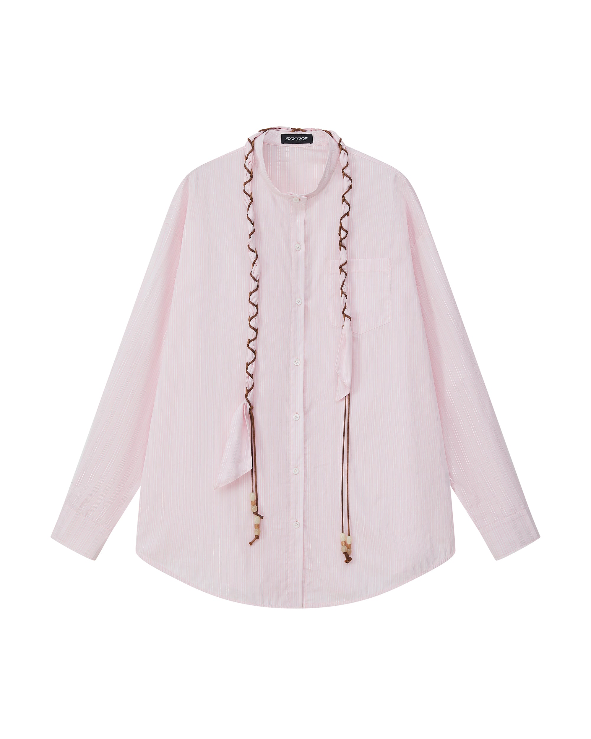 SOFITTE Striped Ruffle Placket Shirt