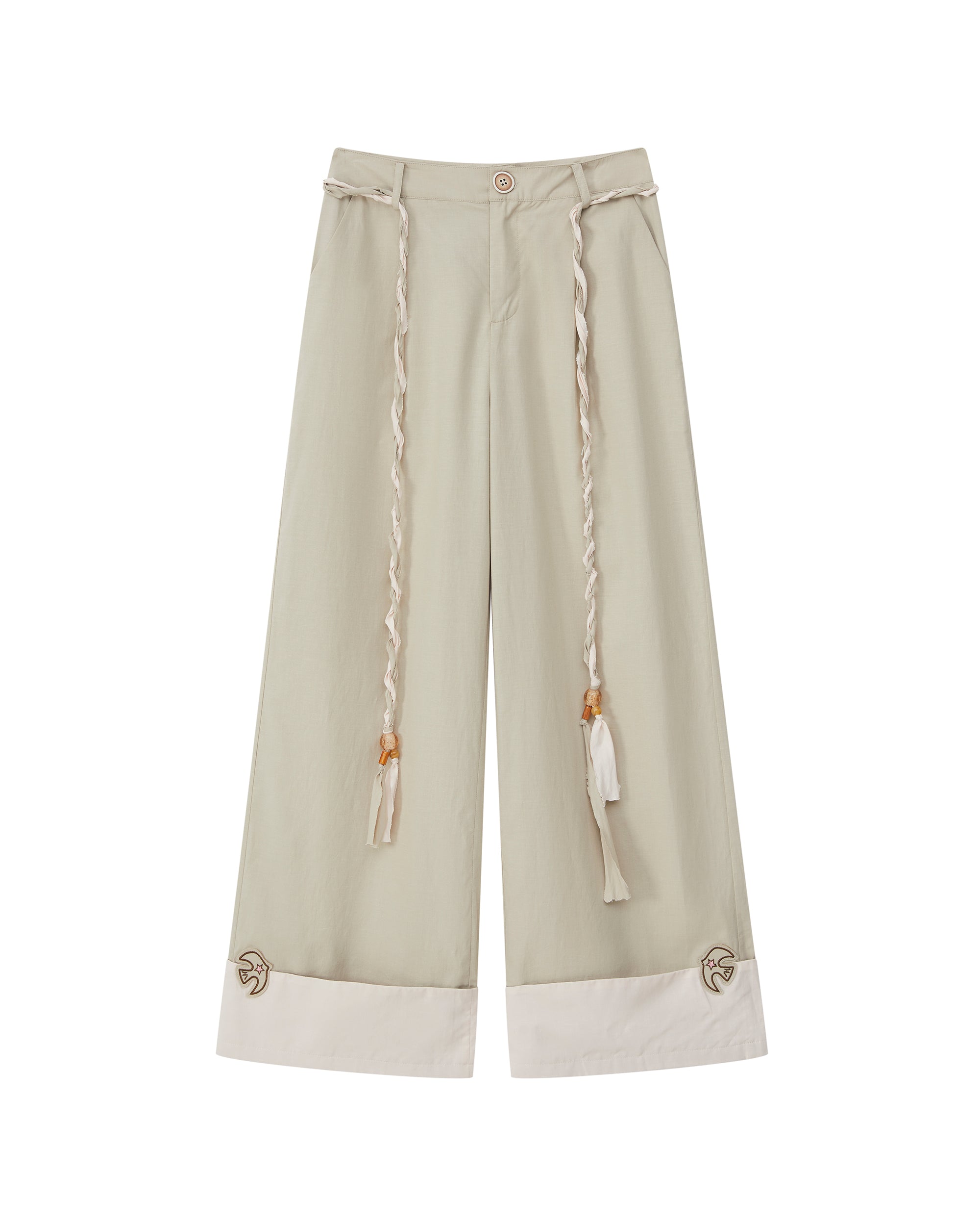 SOFITTE Fold-Hem Braided Drawstring Casual Pants