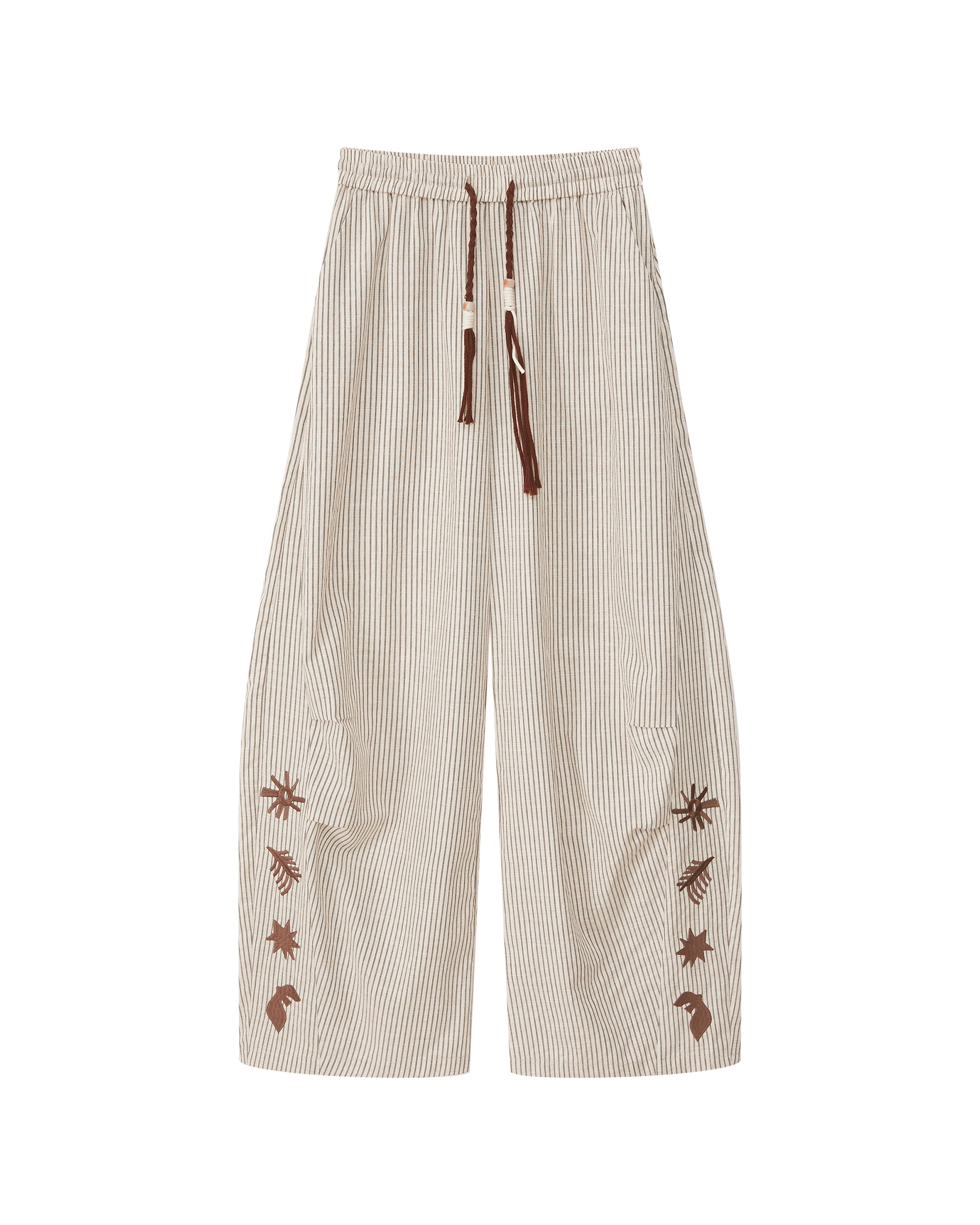 SOFITTE Retro Embroidered Drawstring Striped Pants