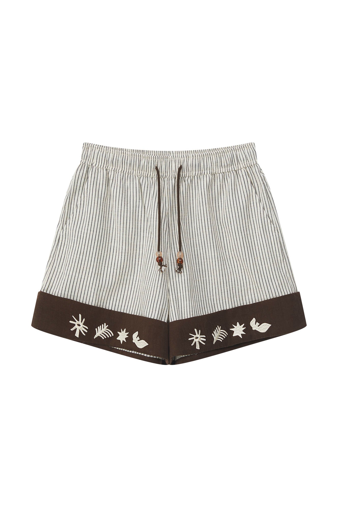SOFITTE Striped Embroidered Tencel-Linen Shorts