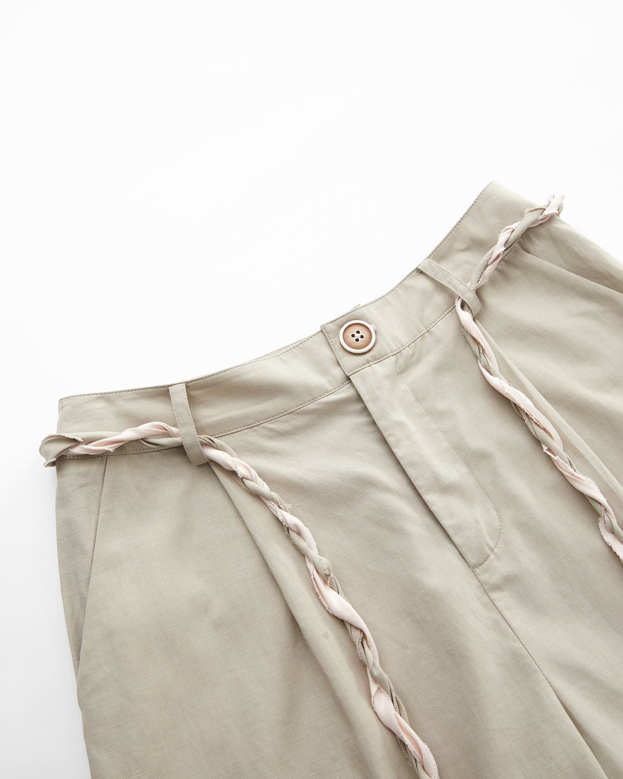 SOFITTE Fold-Hem Braided Drawstring Casual Pants