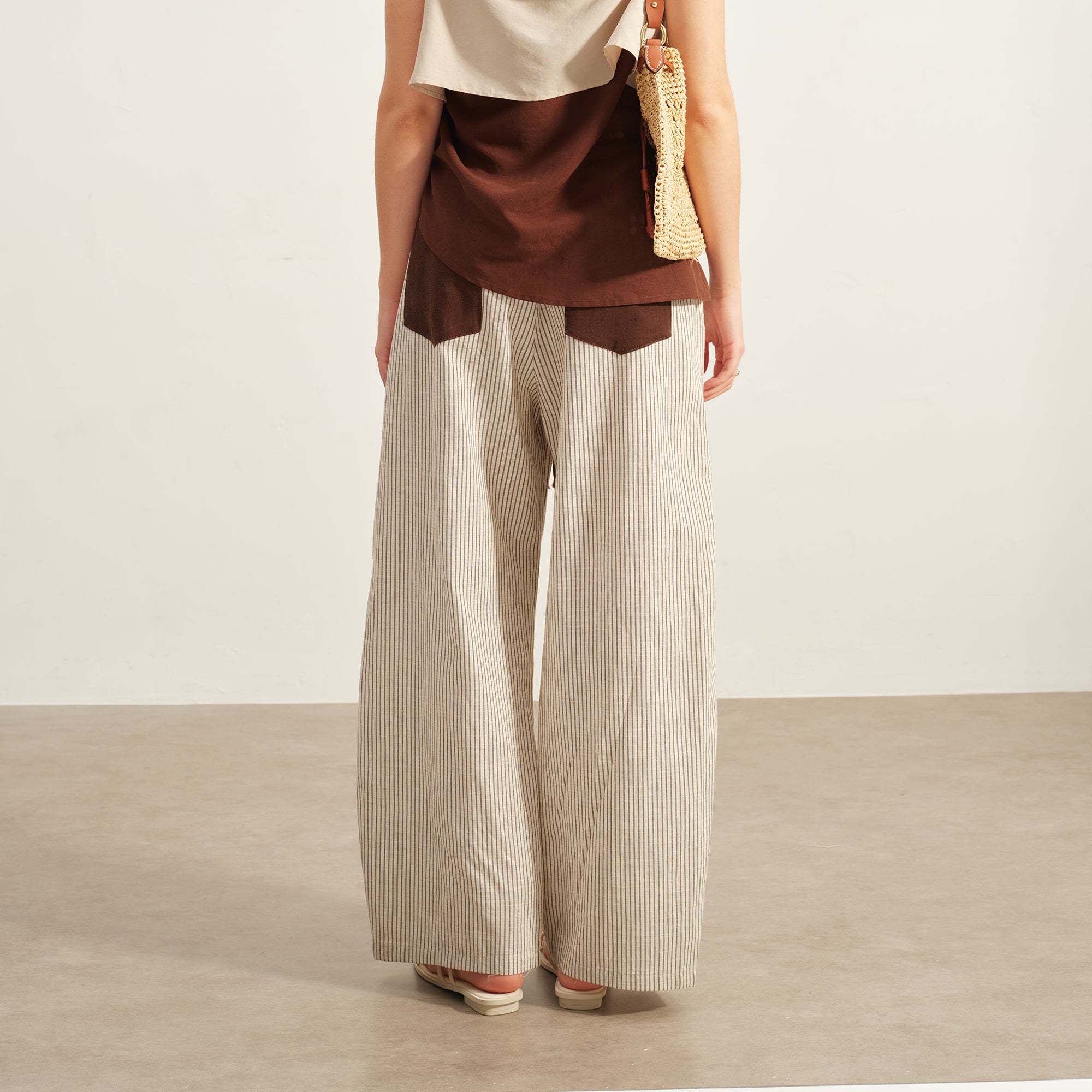 SOFITTE Retro Embroidered Drawstring Striped Pants