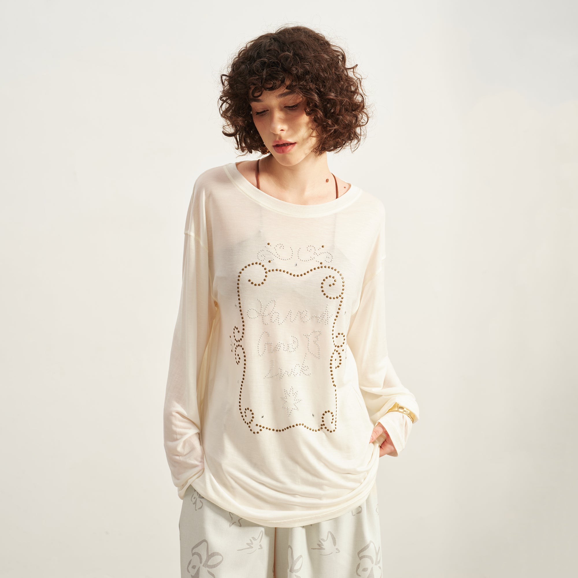 SOFITTE Retro Rhinestone Long-Sleeve Cover-Up