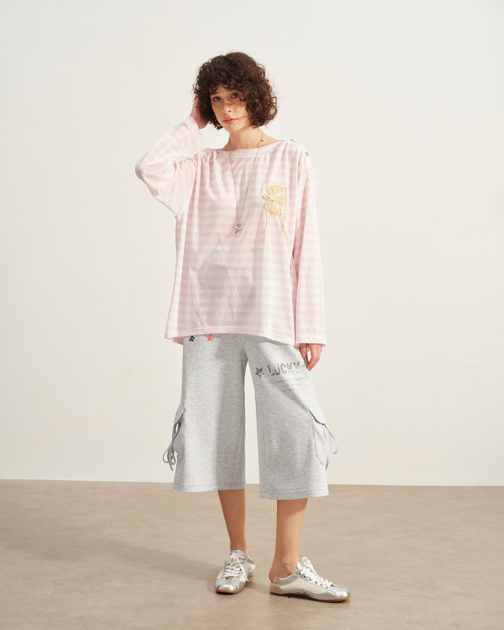 SOFITTE Striped Crochet Graphics Long-Sleeve Tee
