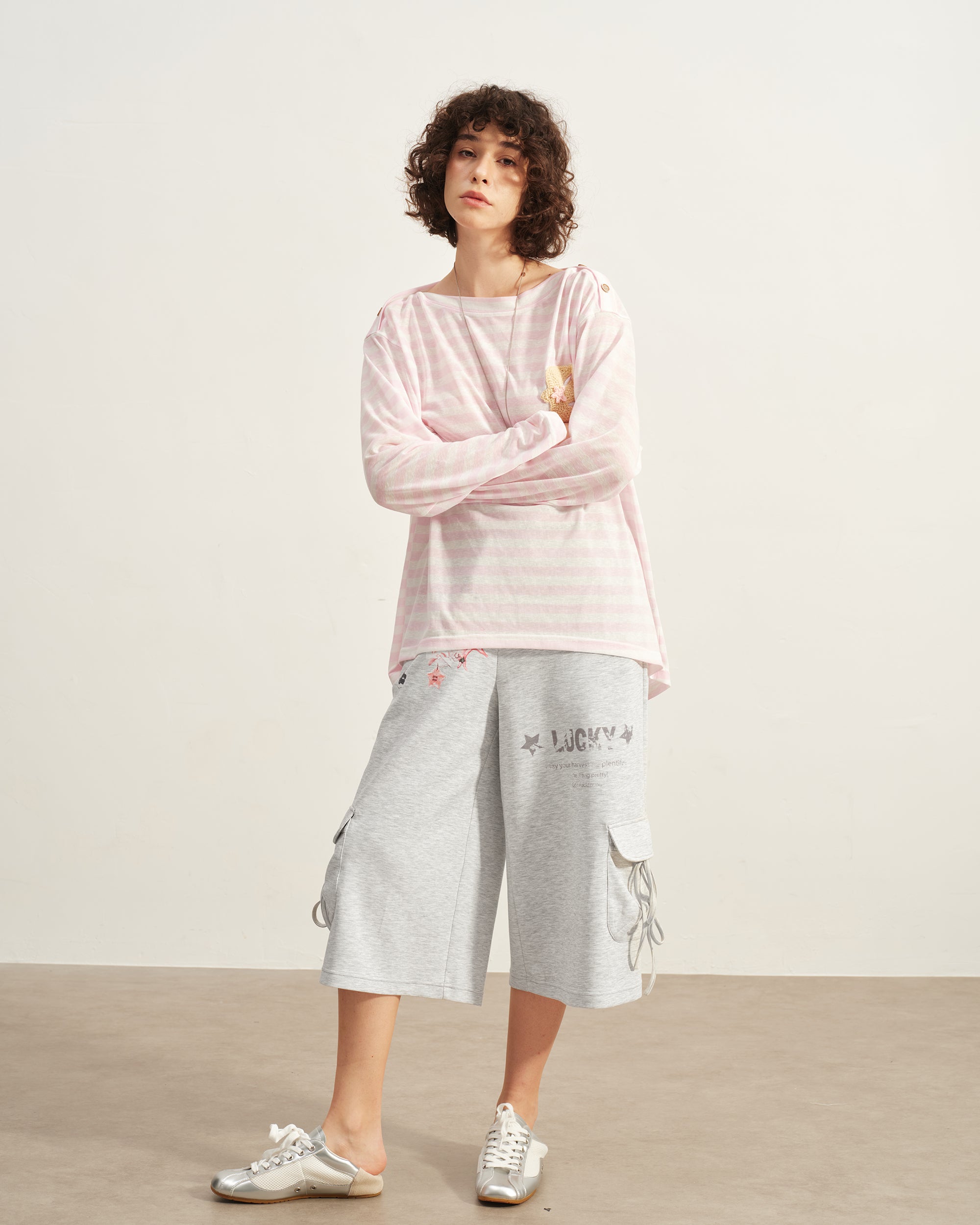 SOFITTE Striped Crochet Graphics Long-Sleeve Tee