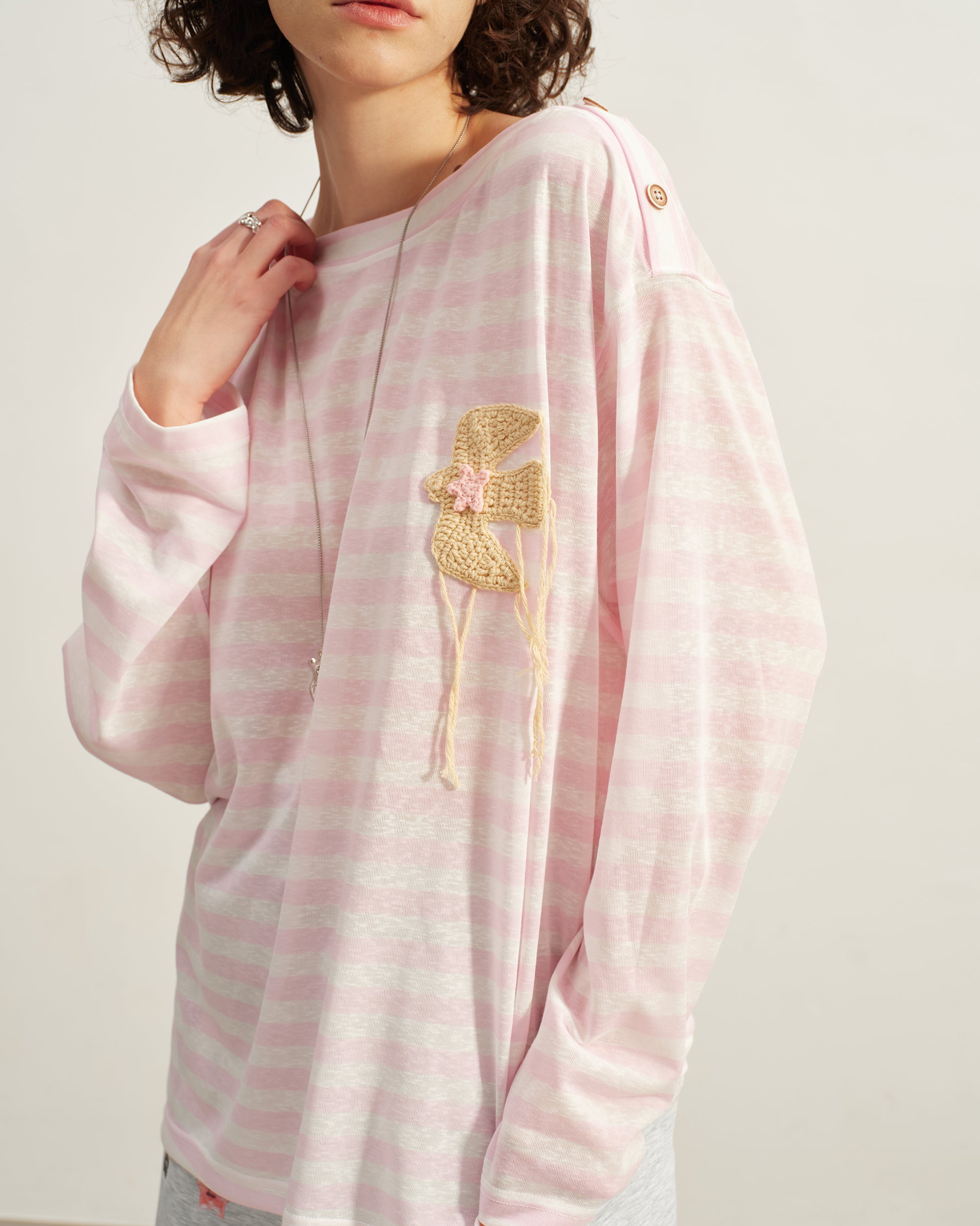 SOFITTE Striped Crochet Graphics Long-Sleeve Tee