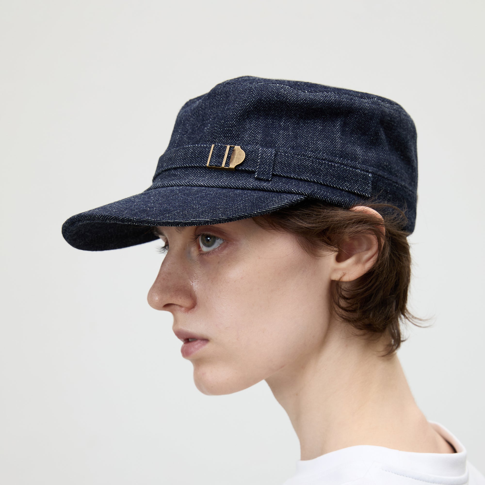 COMMAND N Raw Denim Flat-Top Utility Rider Cap