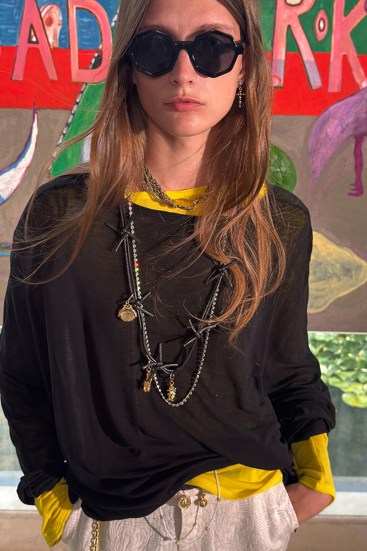 WINGFREE Retro Sheer Relaxed Long-Sleeve Tee
