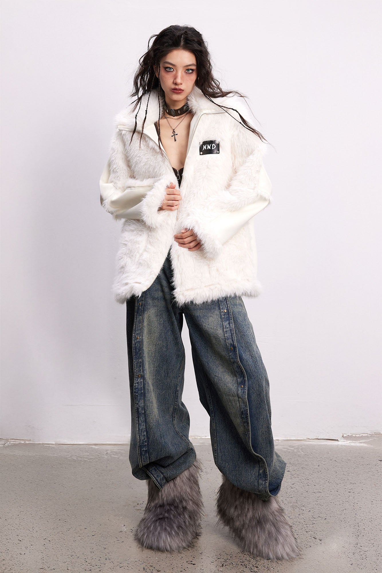 WHYNOTDANCE Reversible Faux Fur PU Jacket