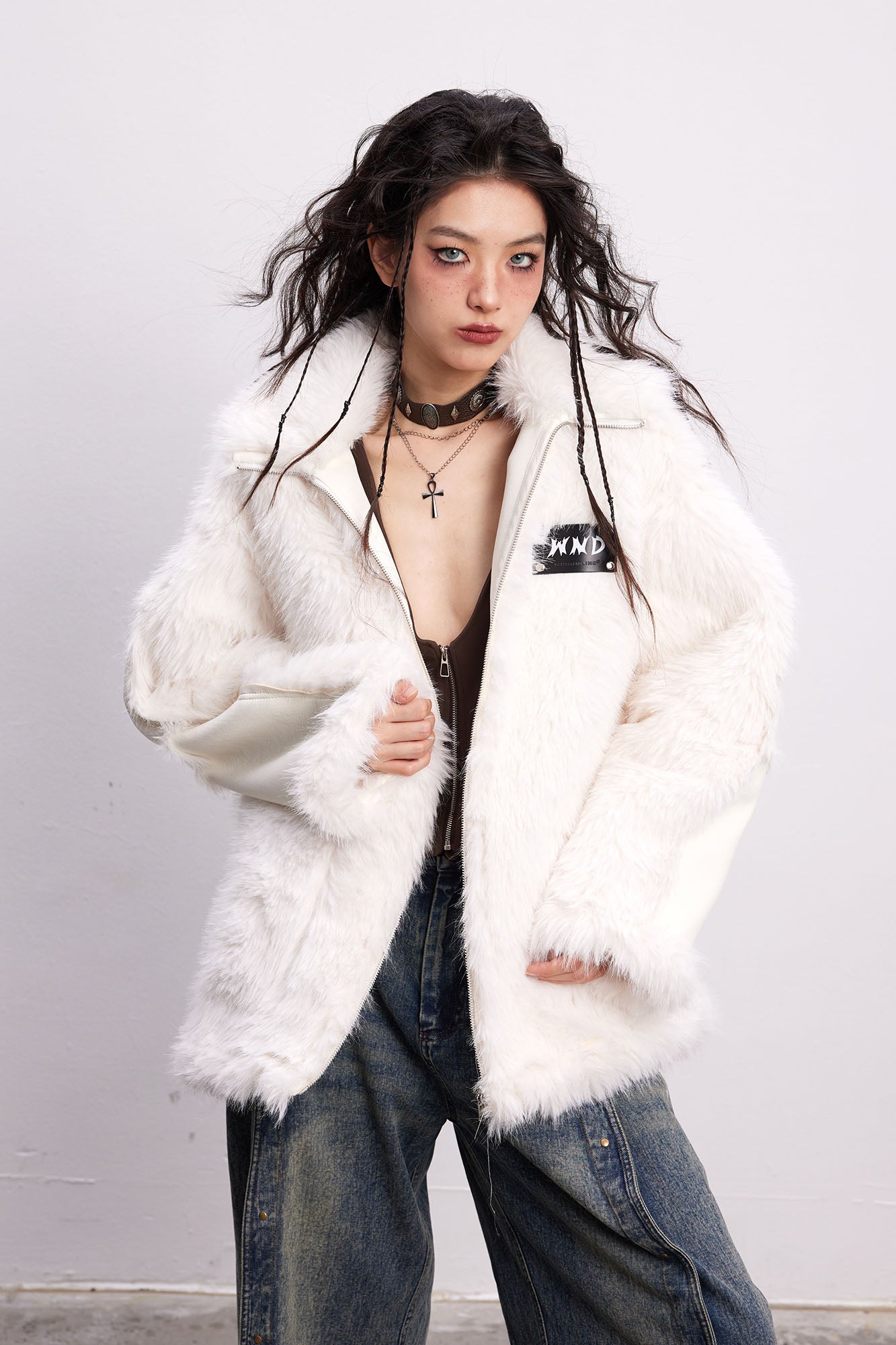 WHYNOTDANCE Reversible Faux Fur PU Jacket