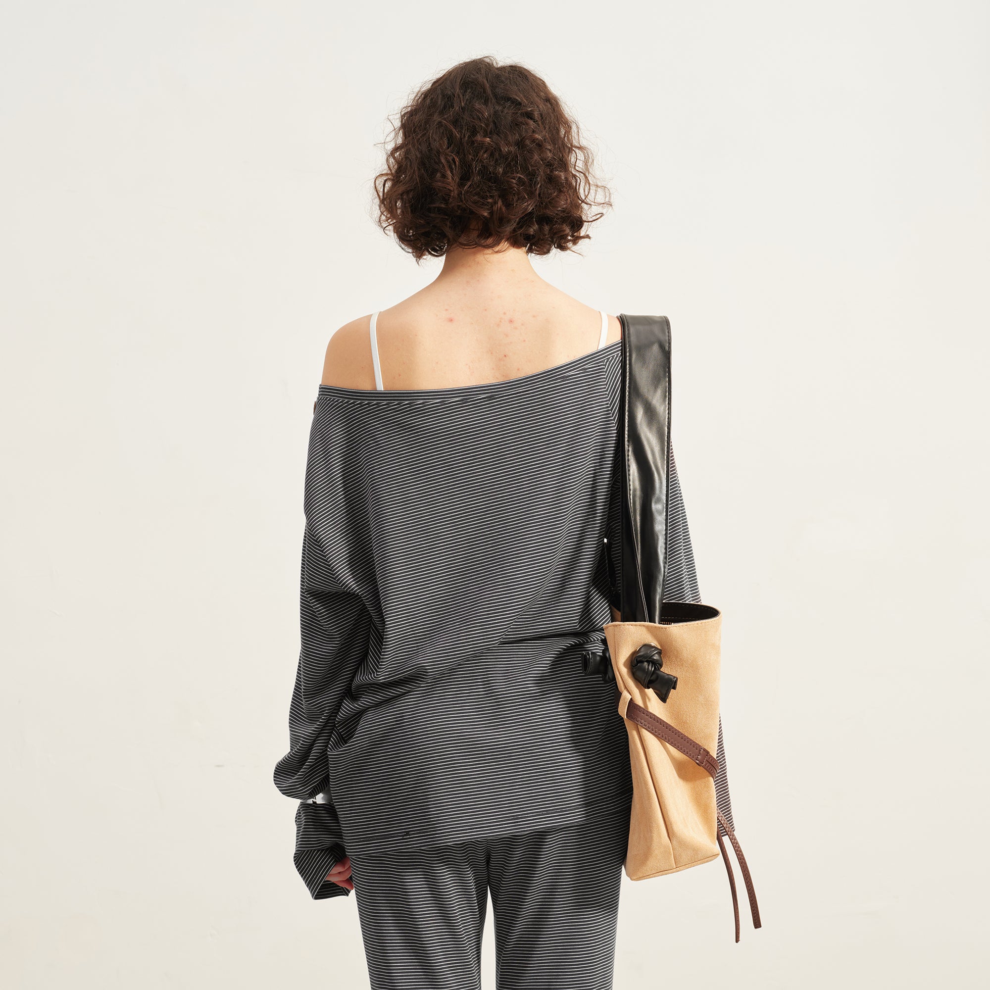 SOFITTE Off-Shoulder Striped Drape Tee