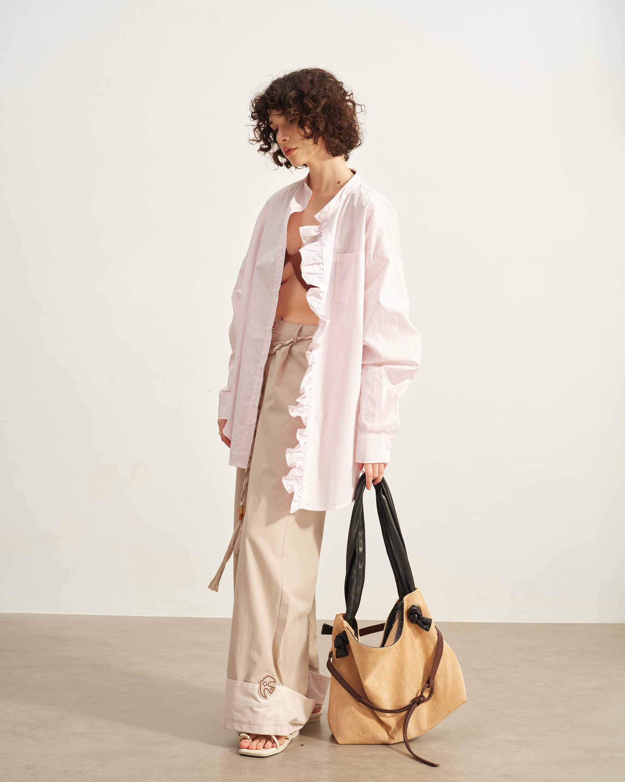 SOFITTE Fold-Hem Braided Drawstring Casual Pants