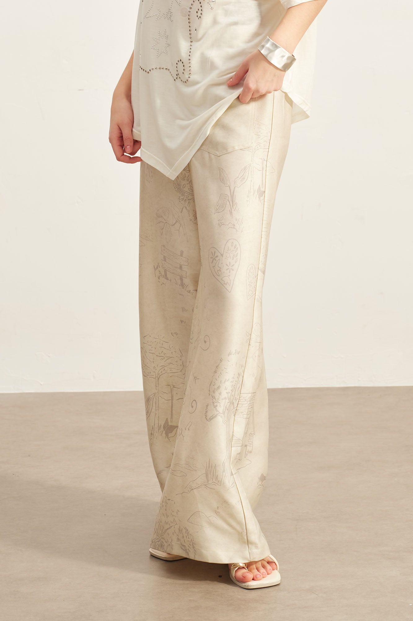 SOFITTE Graphic Tencel-Linen Wide-Leg Pants