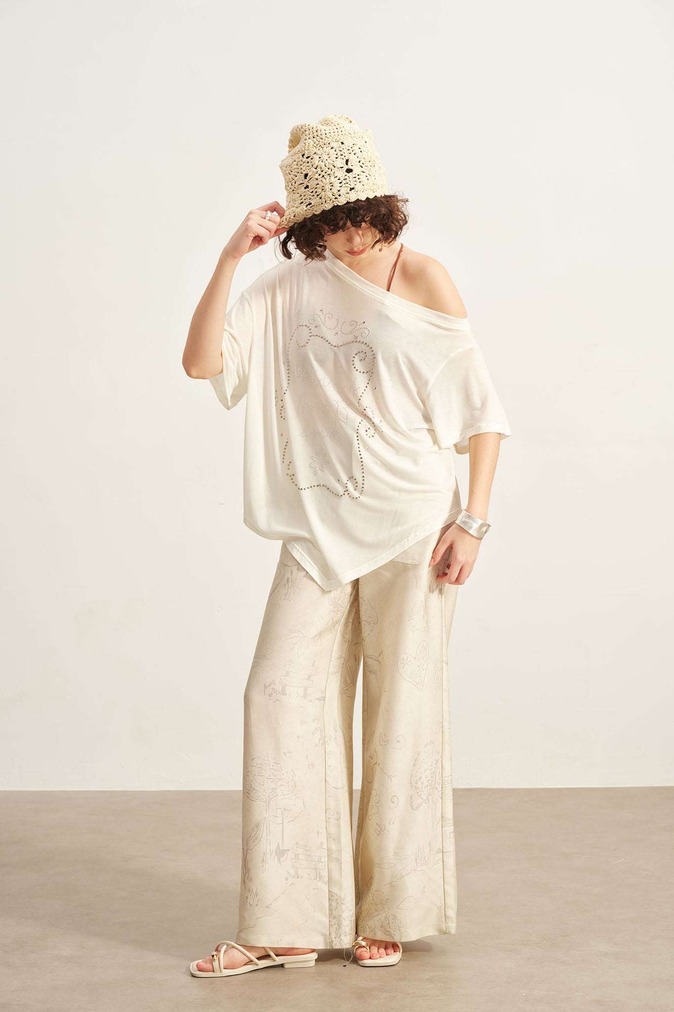 SOFITTE Graphic Tencel-Linen Wide-Leg Pants