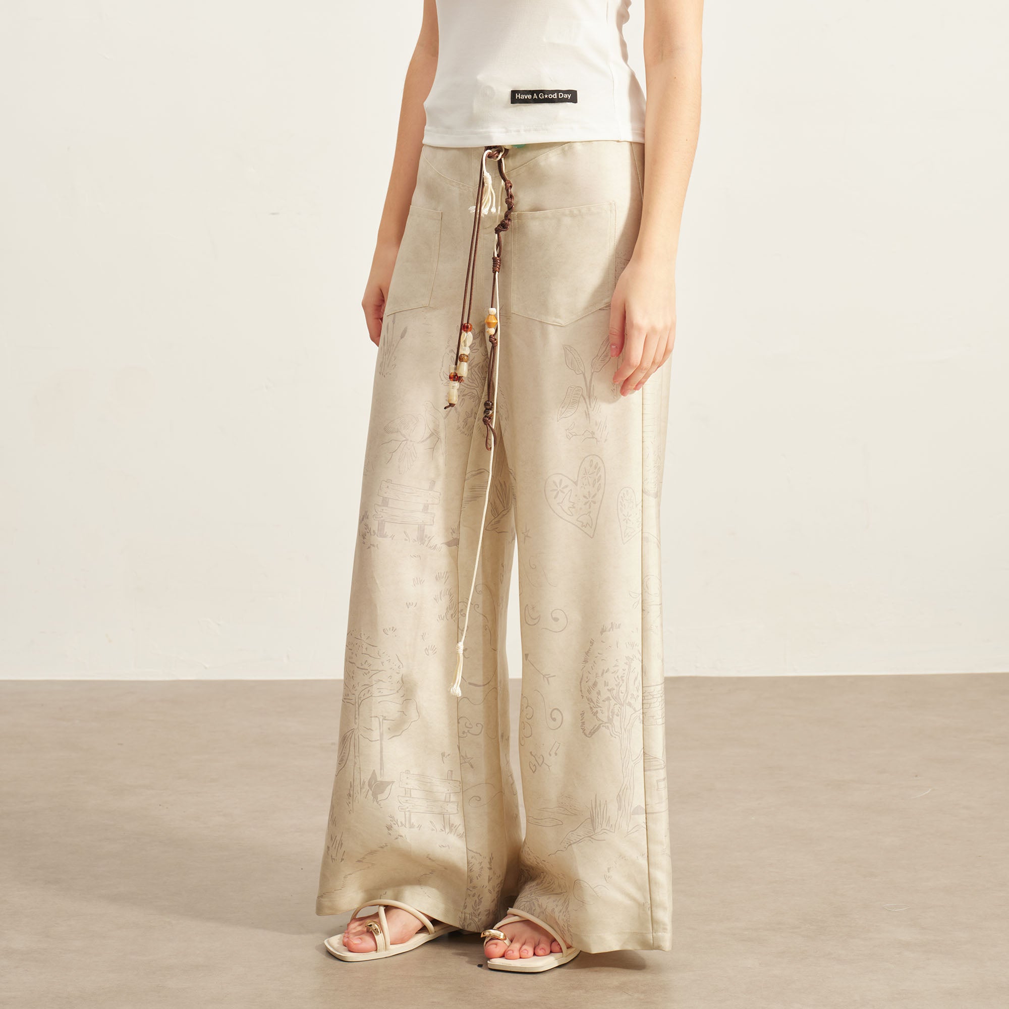 SOFITTE Graphic Tencel-Linen Wide-Leg Pants