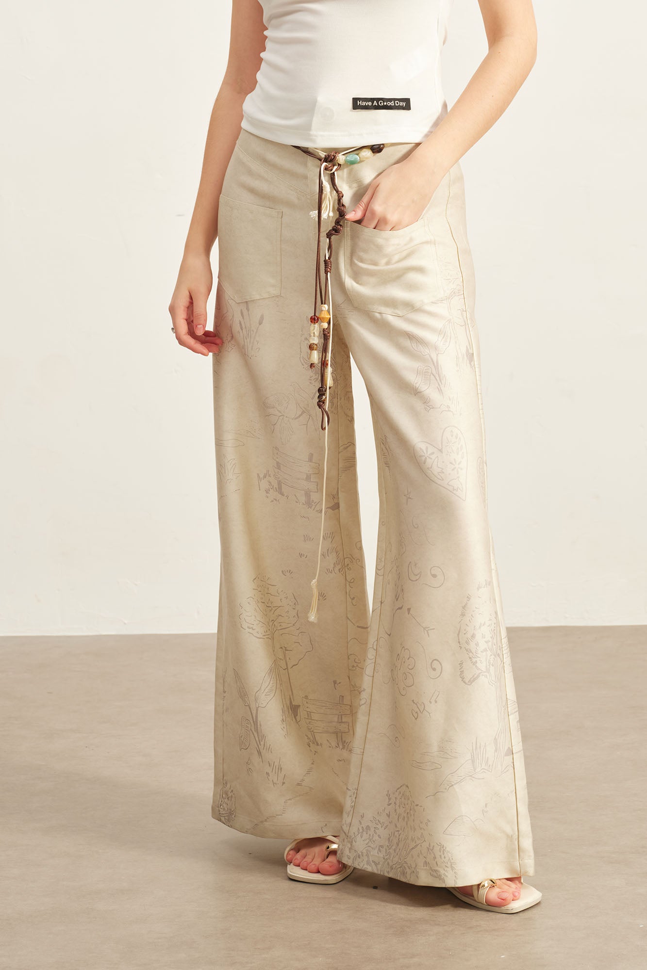 SOFITTE Graphic Tencel-Linen Wide-Leg Pants