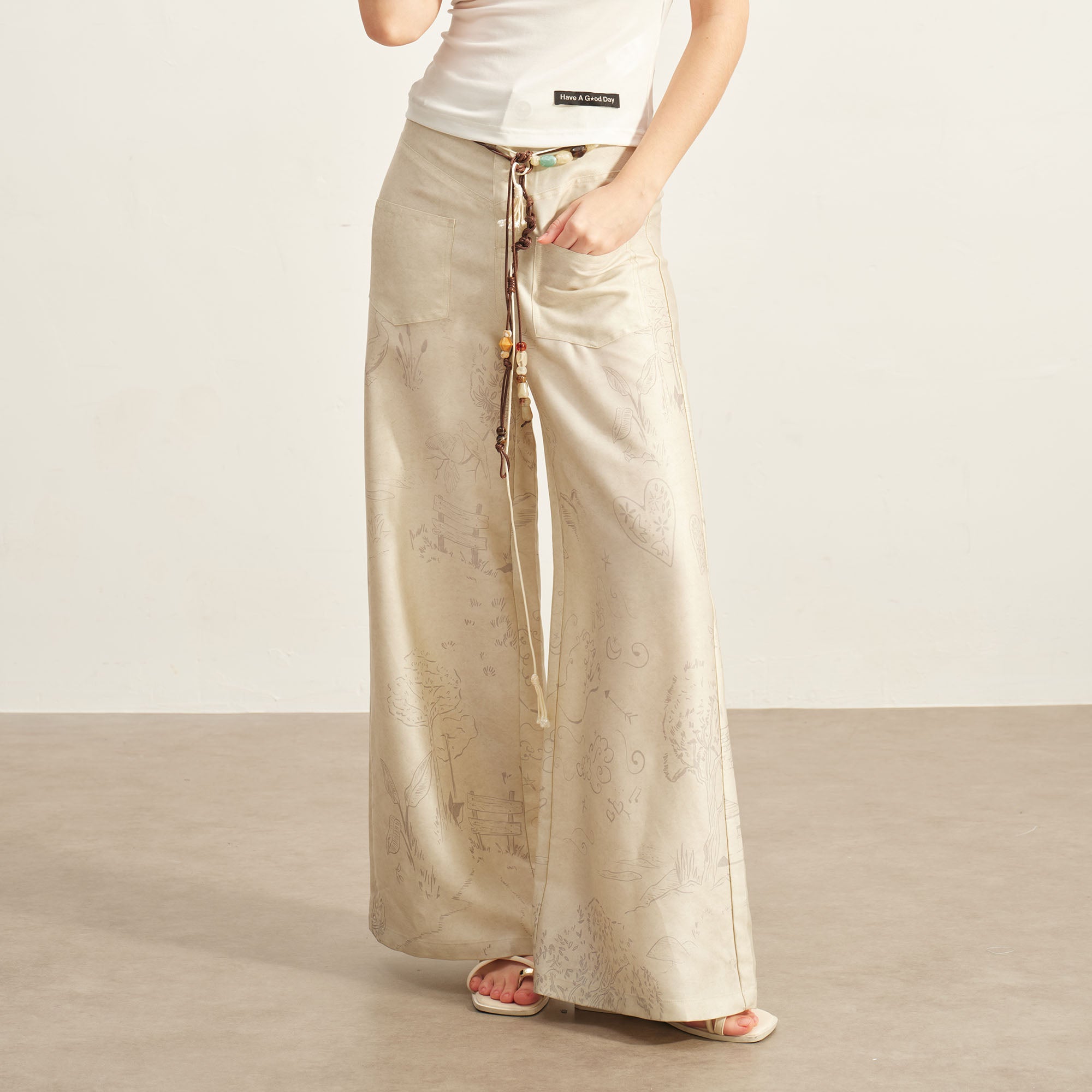 SOFITTE Graphic Tencel-Linen Wide-Leg Pants