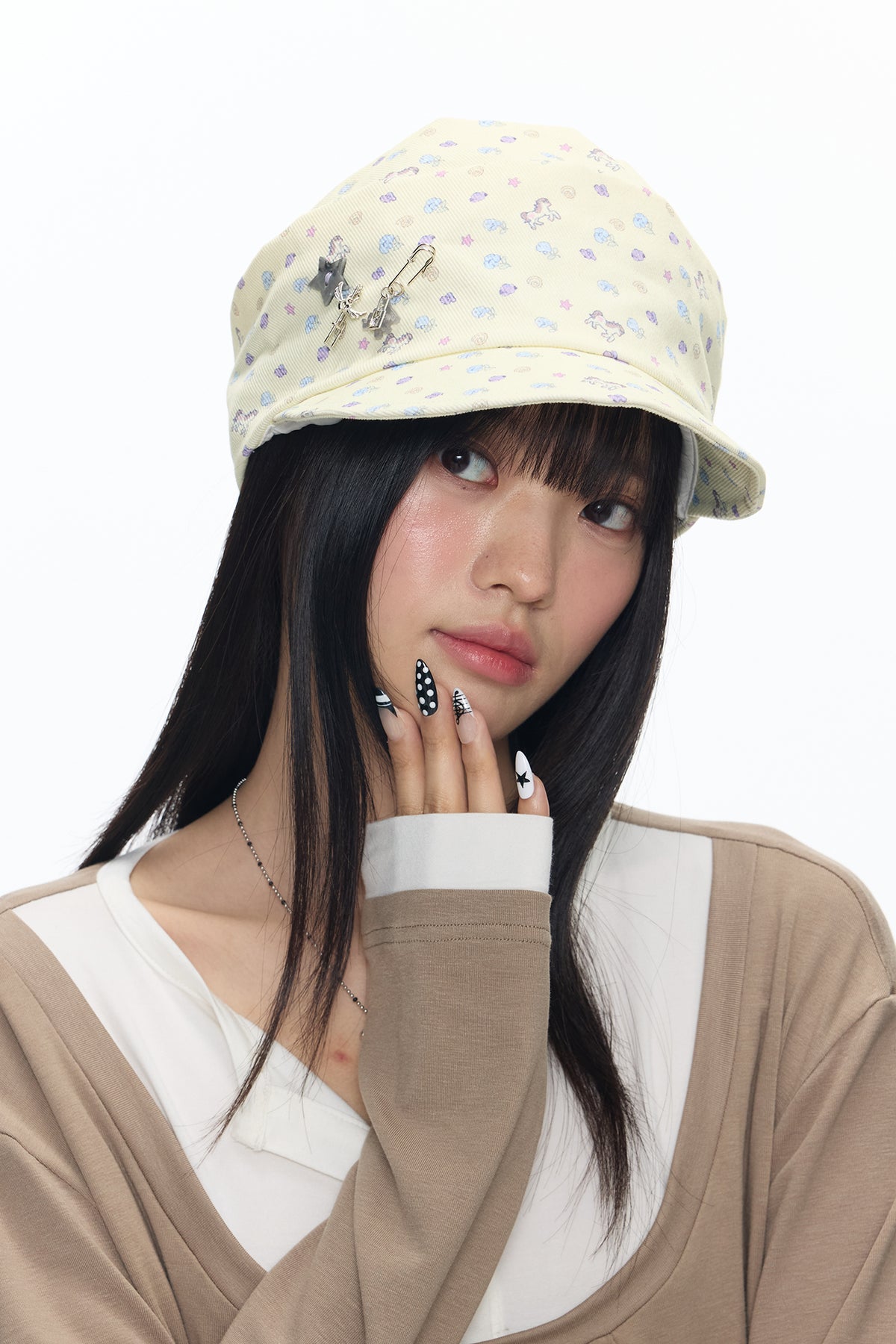 BETWEENAND Pony Full-Print Denim Cadet Cap