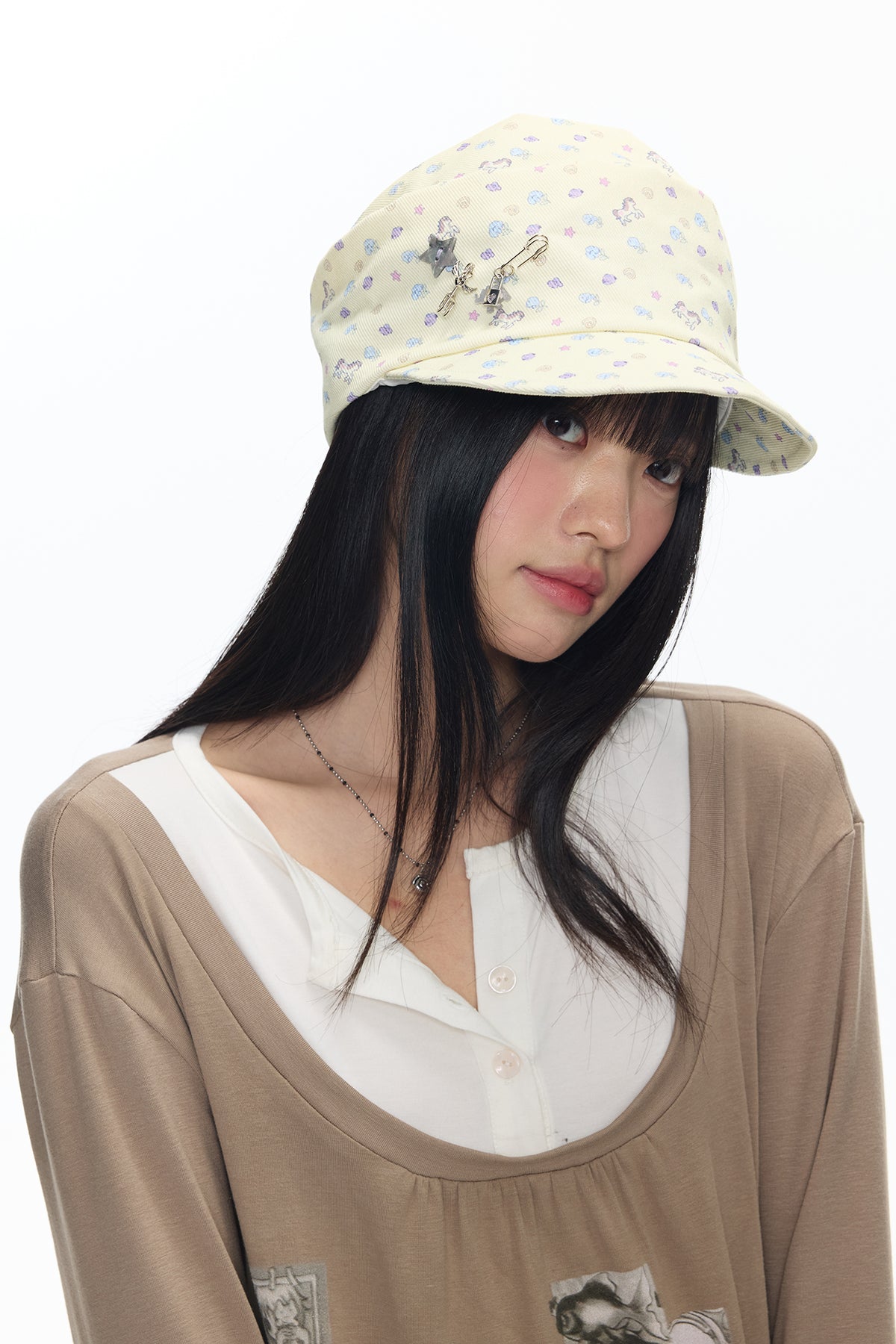 BETWEENAND Pony Full-Print Denim Cadet Cap