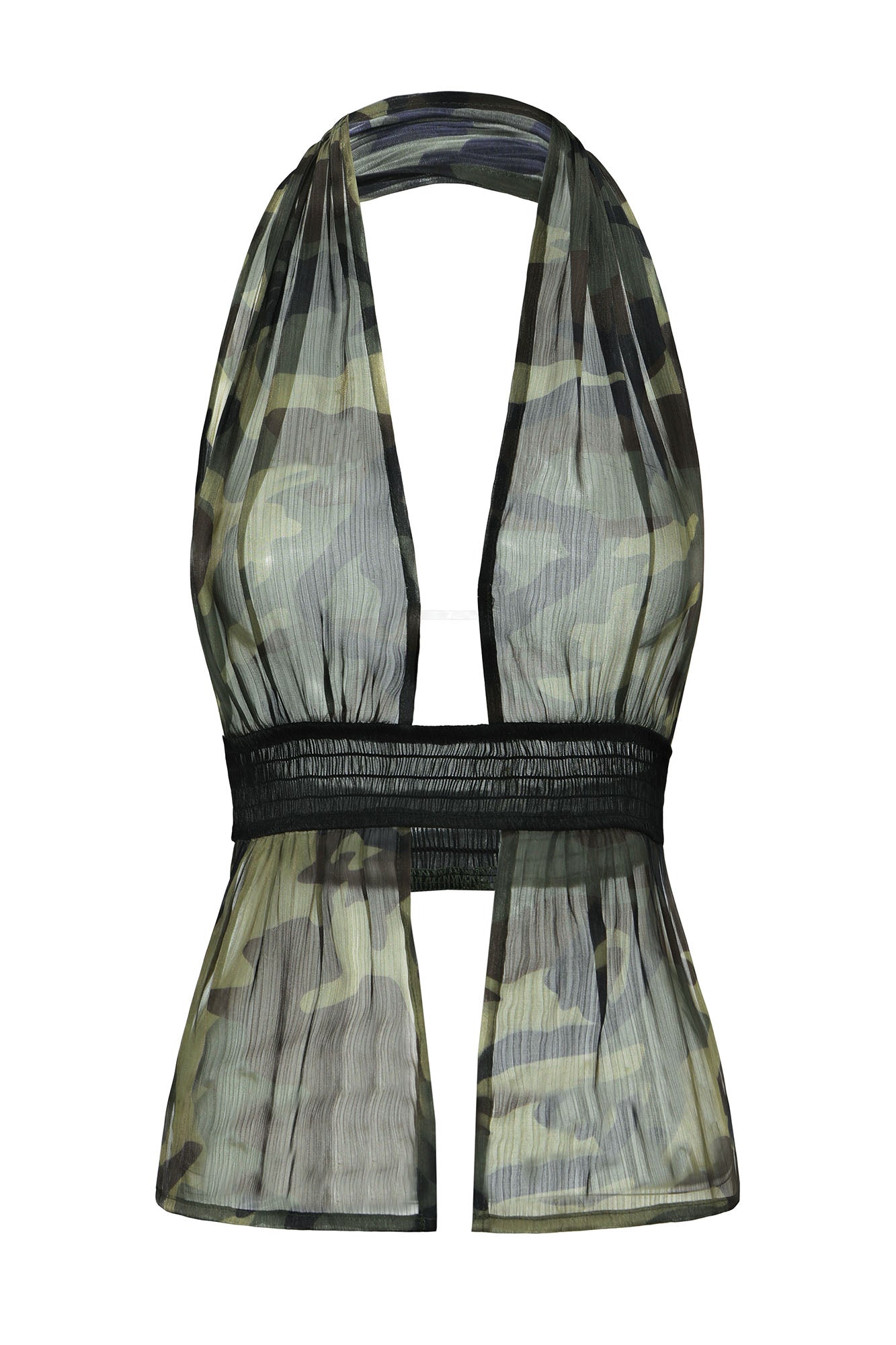 NEVER OFFEND L ANGEL Organza Halter Backless Tank Top