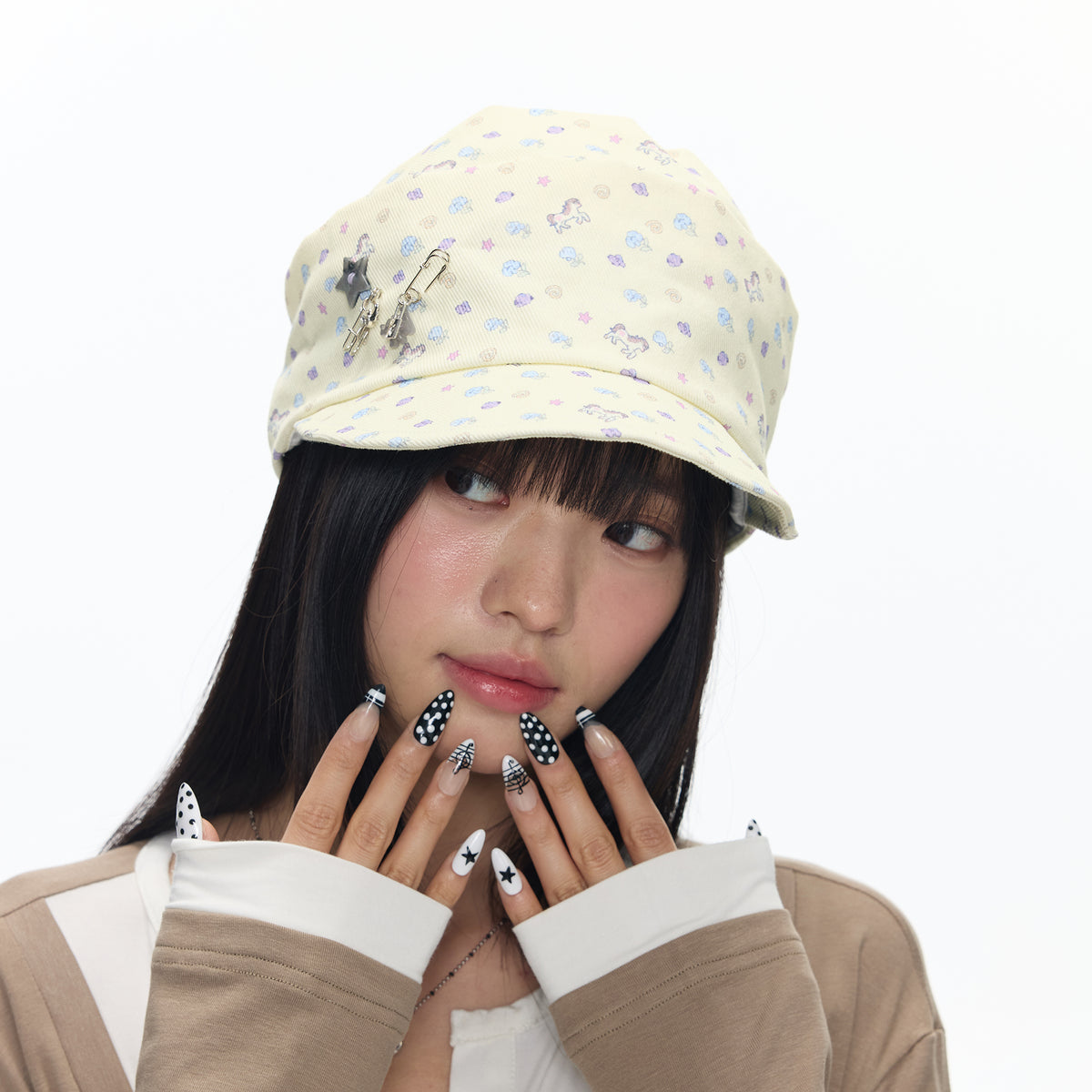 BETWEENAND Pony Full-Print Denim Cadet Cap
