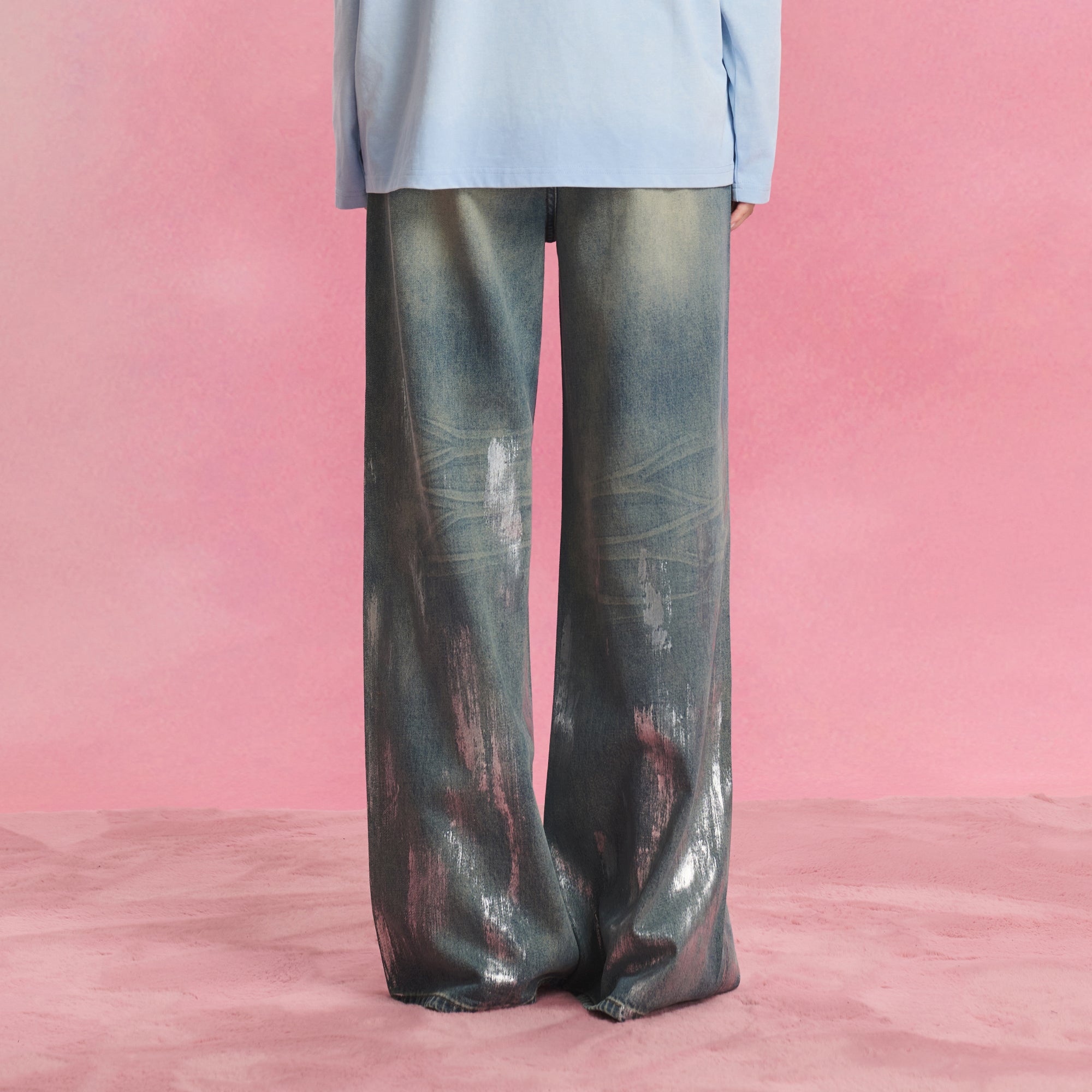 SOFITTE Foil Glaze Washed Wide-Leg Jeans