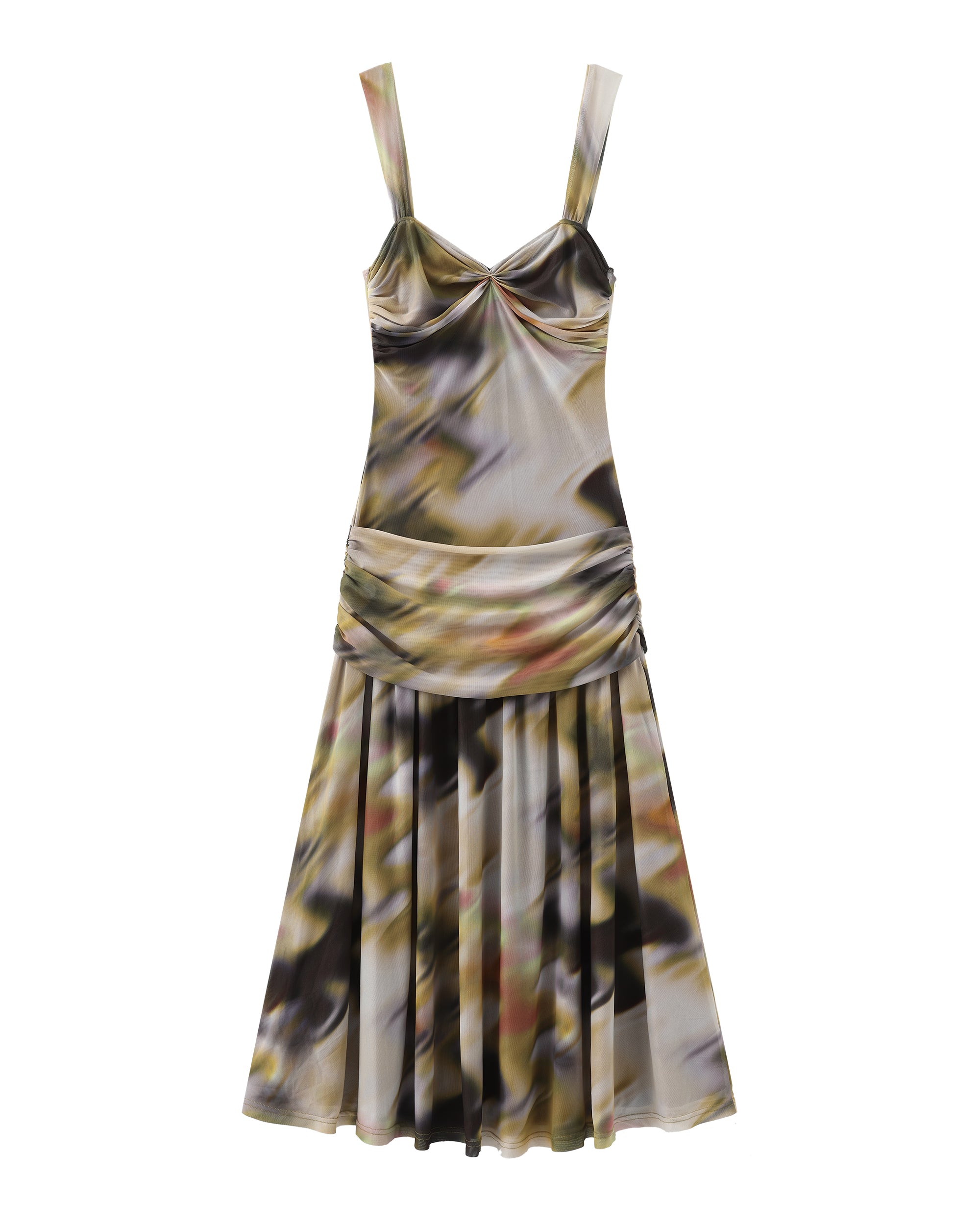JIUWU PARK Blurred Print Strappy Midi Dress