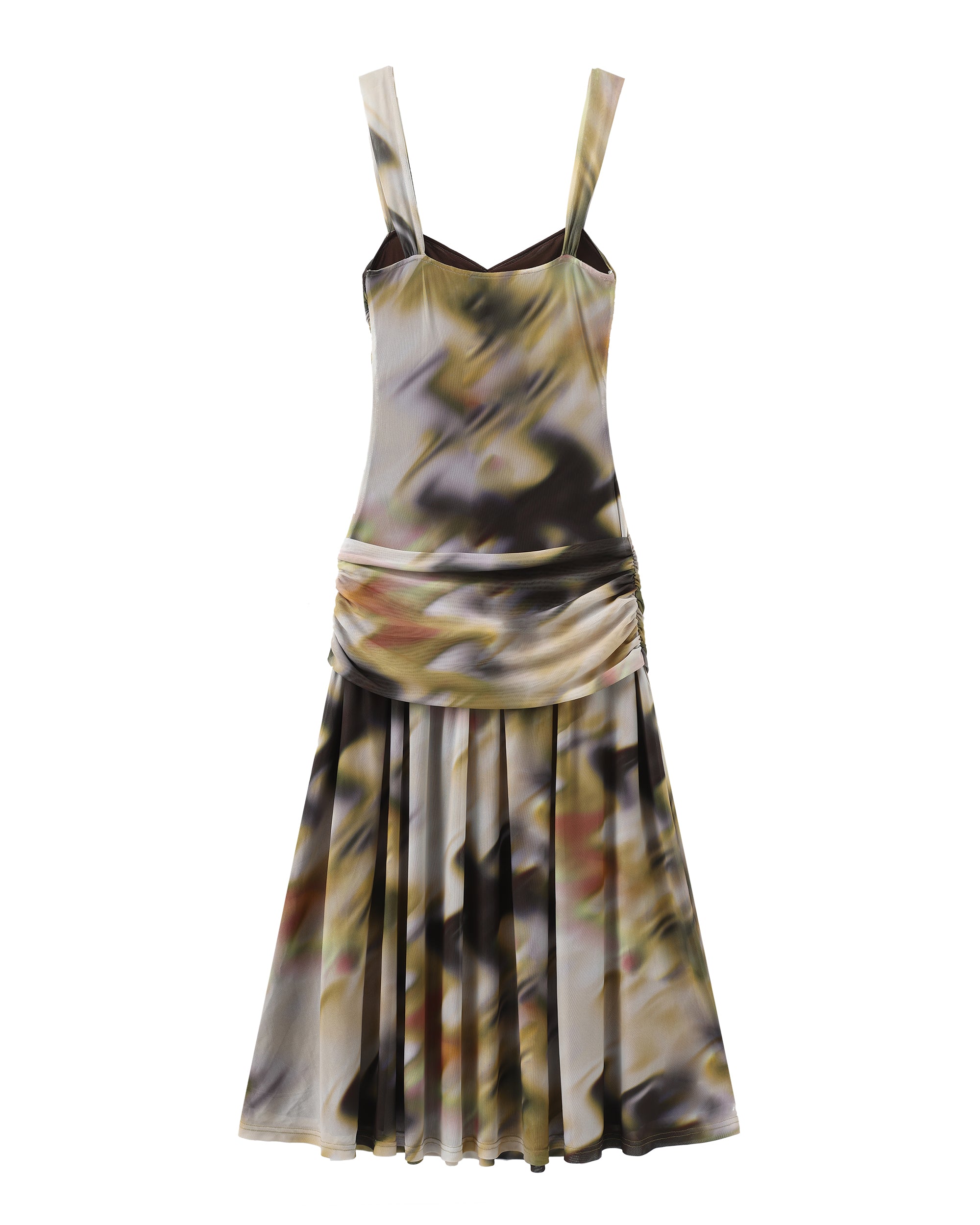 JIUWU PARK Blurred Print Strappy Midi Dress