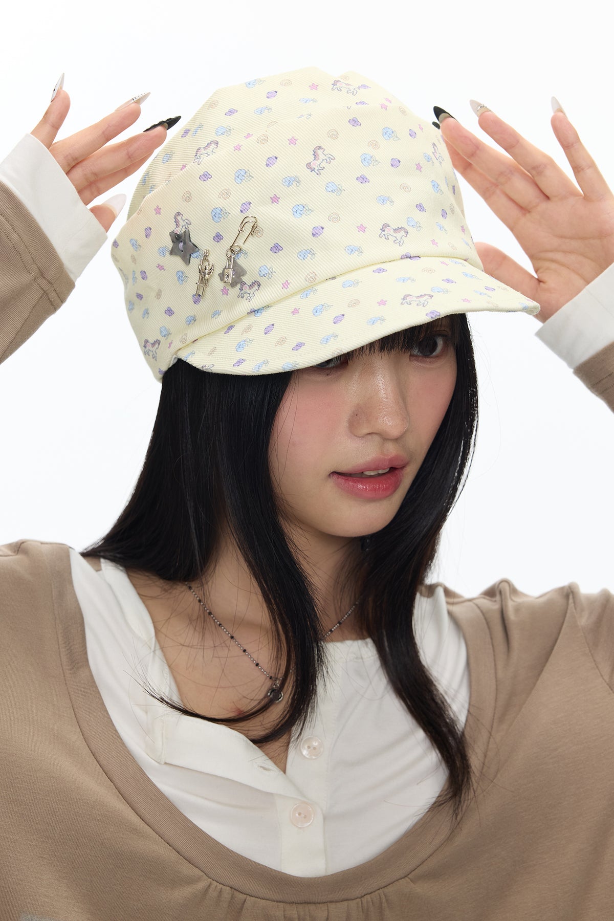 BETWEENAND Pony Full-Print Denim Cadet Cap