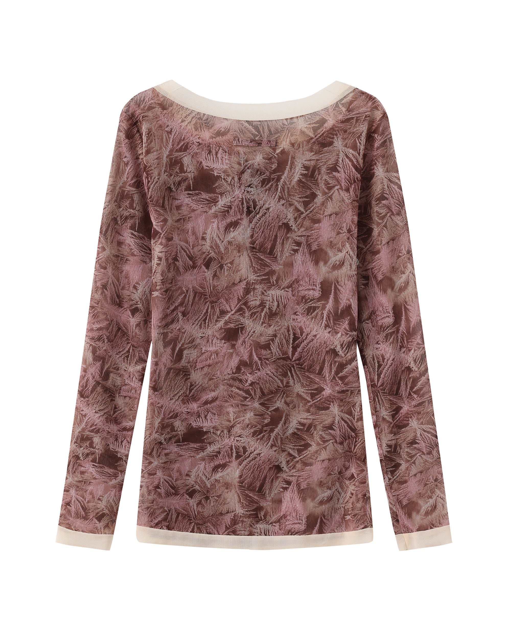 JIUWU PARK Maple Print Mesh Long-Sleeve Tee