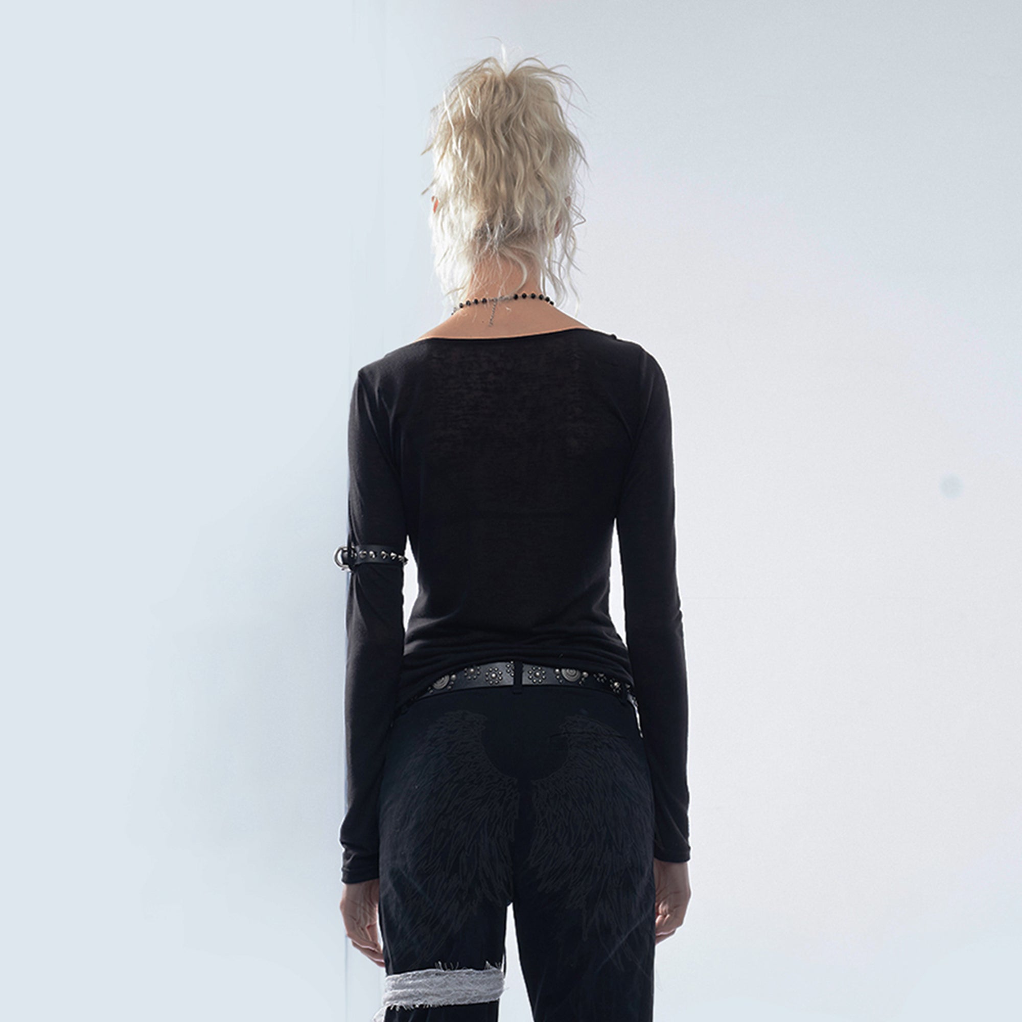EMOHA 333 Graphic Sheer Long Sleeve Tee
