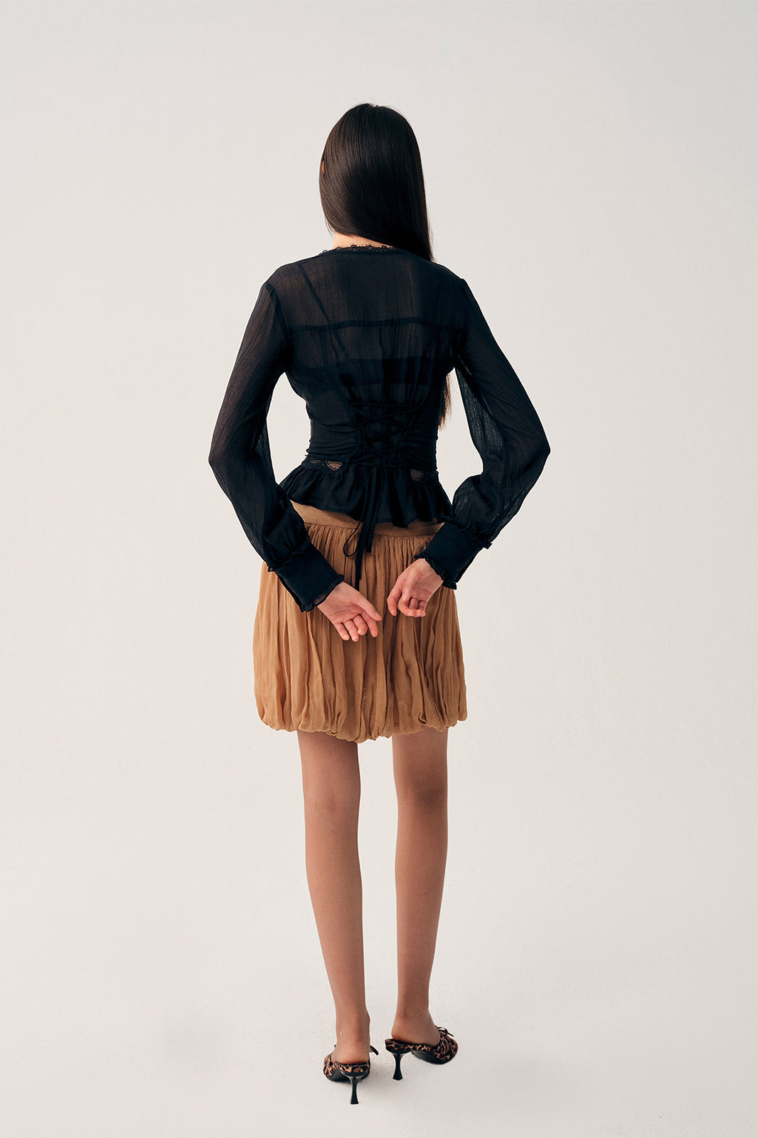 DOTYEARS Sheer Lace Slim-Fit Shirt