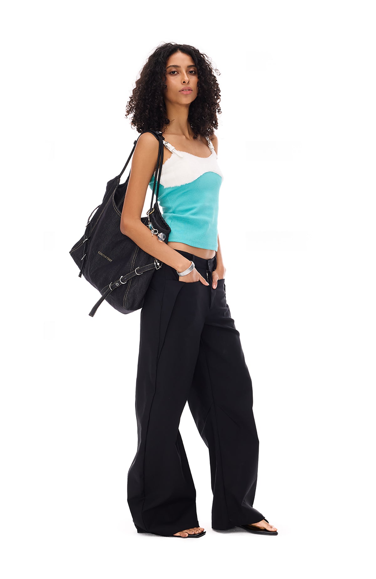 COSTUSTOOT Raw Denim Single-Shoulder Tote Bag