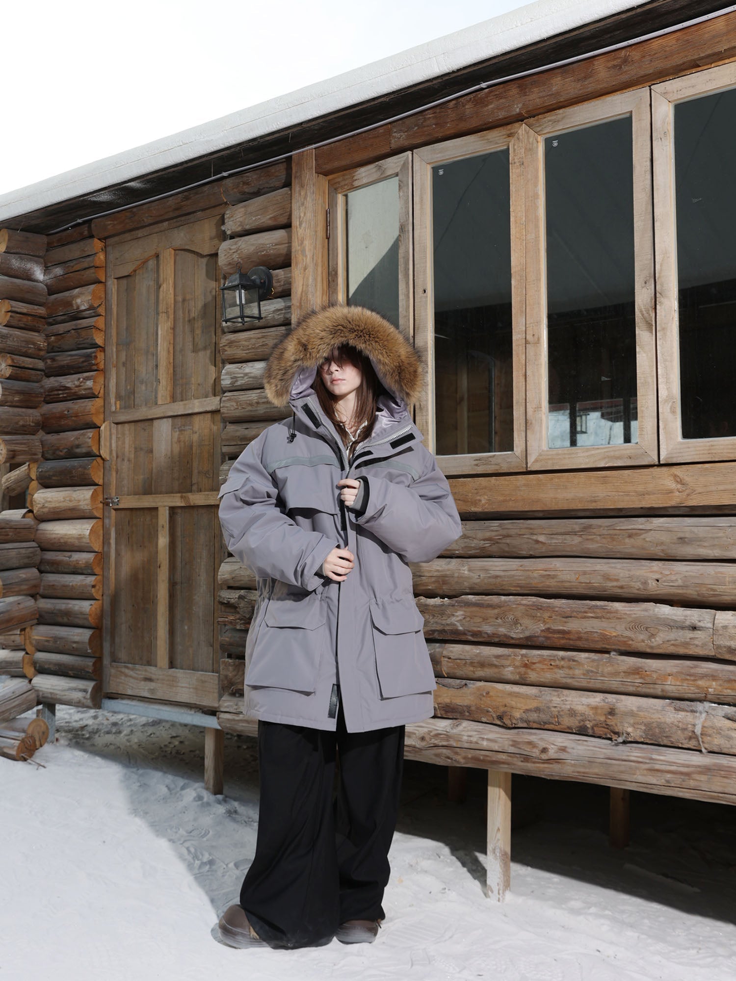 ERROR CODE ROBOT Faux Fur-Trimmed Reflective-Strip Utility Parka