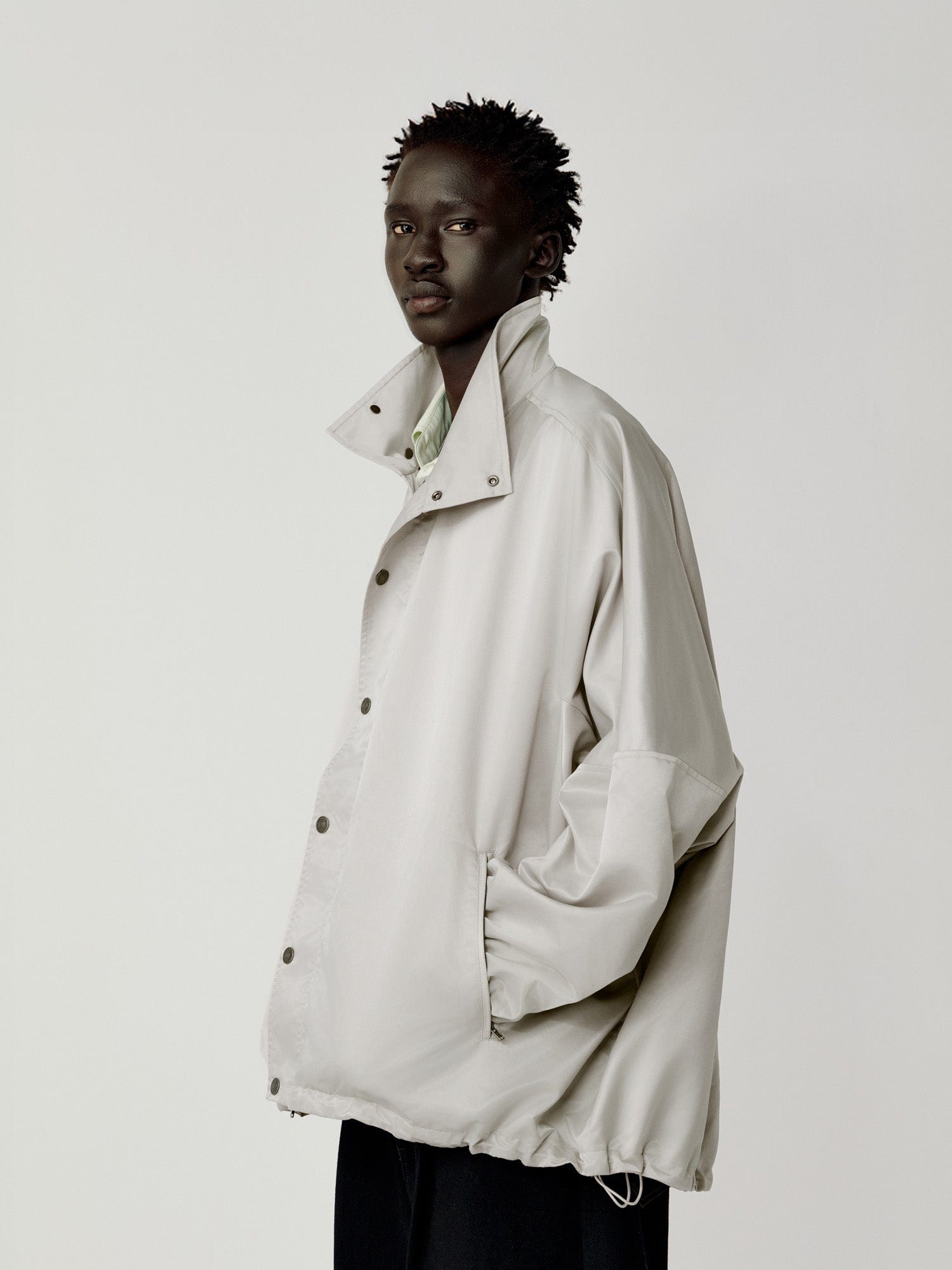 OPICLOTH Satin Batwing Drawstring Oversized Jacket, premium urban and streetwear designers apparel on PROJECTISR.com, OPICLOTH