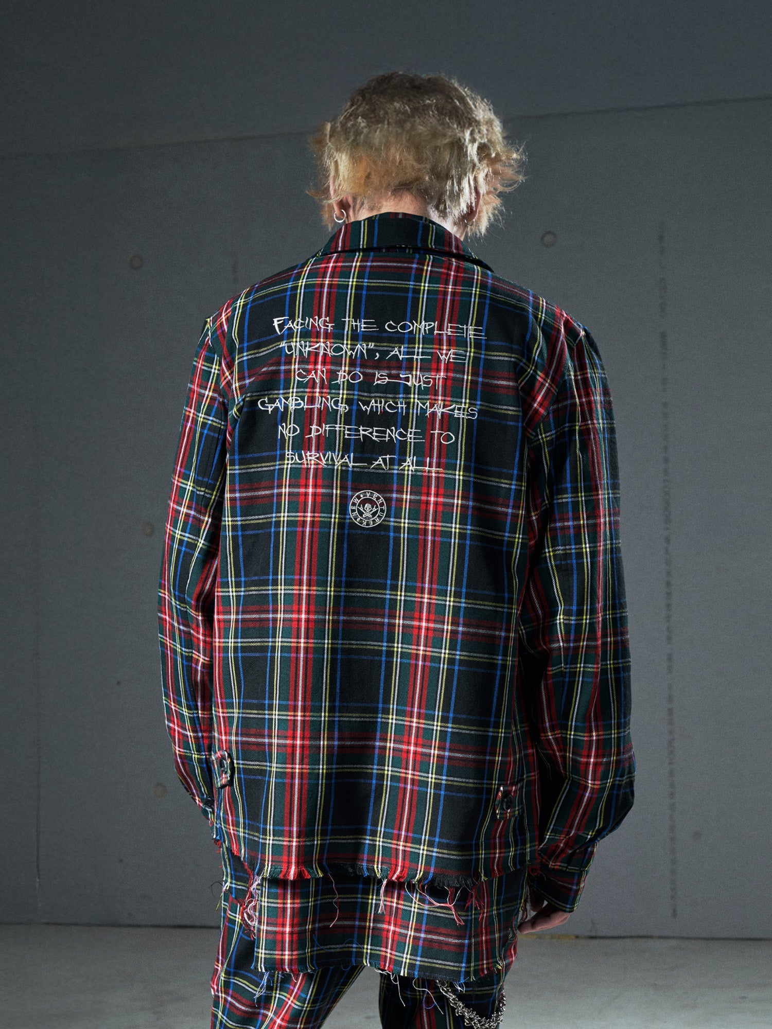 VENTUREK Punk Frayed Plaid Embroidered Jacket, premium urban and streetwear designers apparel on PROJECTISR.com, VENTUREK