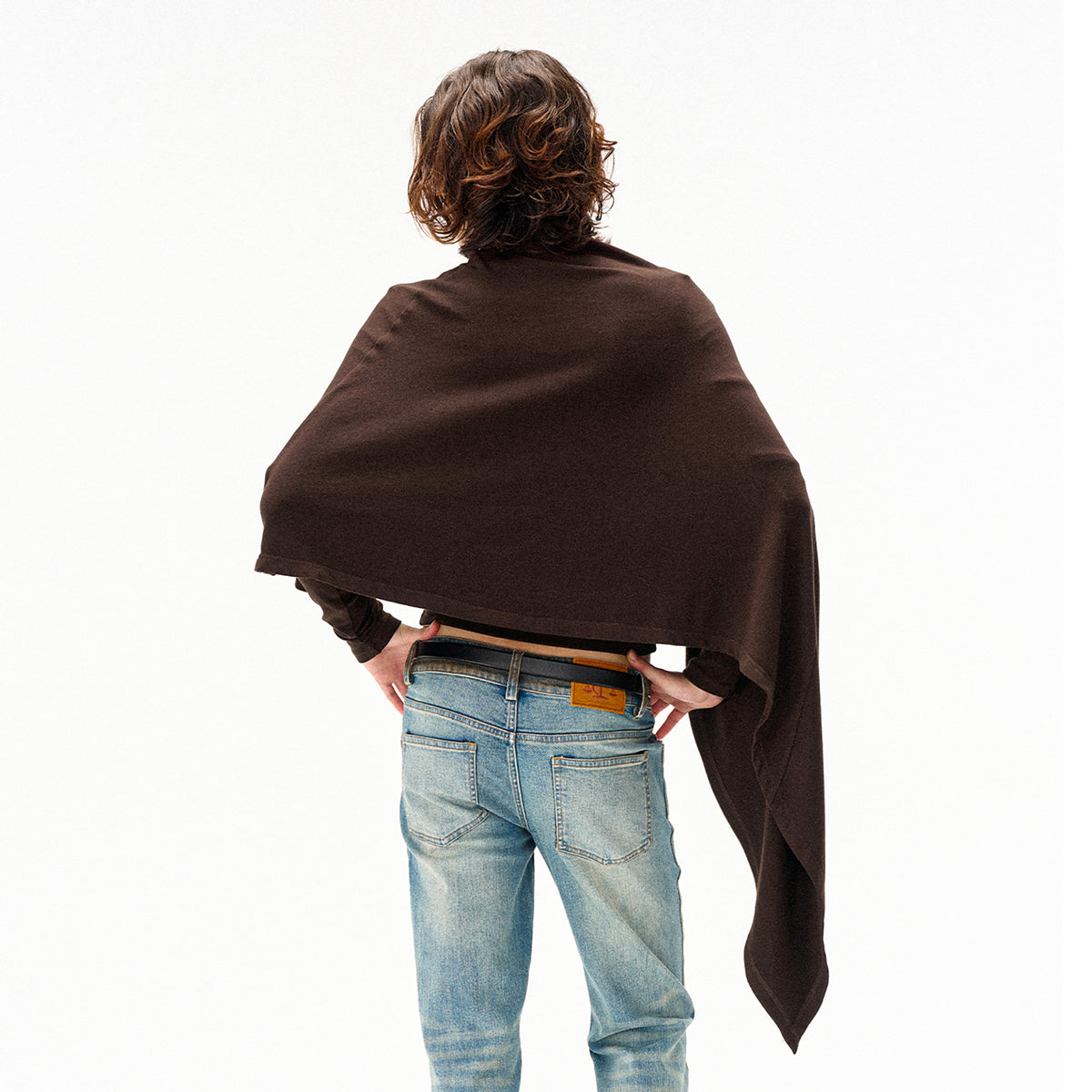 COSTUSTOOT Cape-Style Asymmetric Layered Knit Long-Sleeve Tee