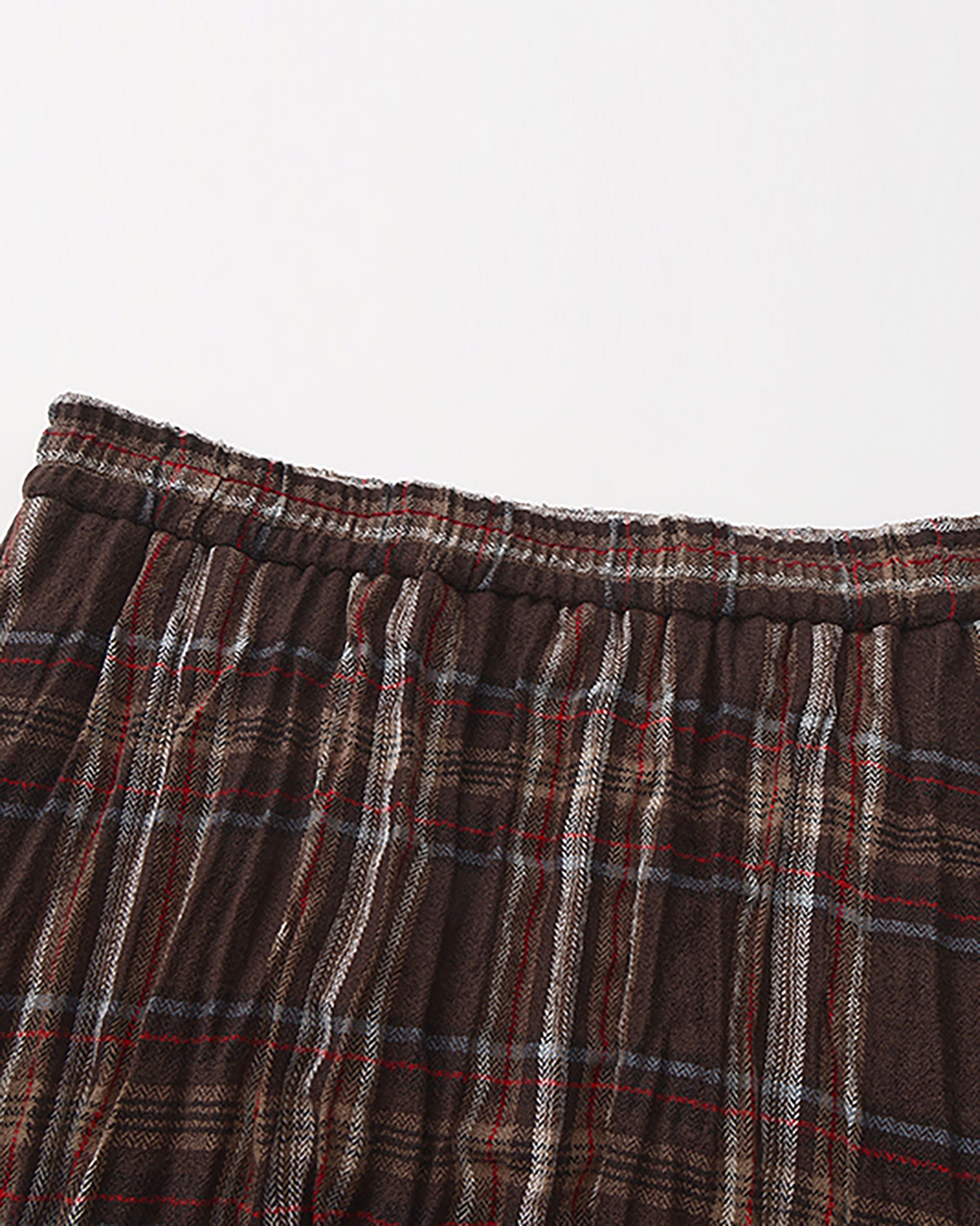 NOESE Crinkled Plaid Woo-Blend Maxi Skirt
