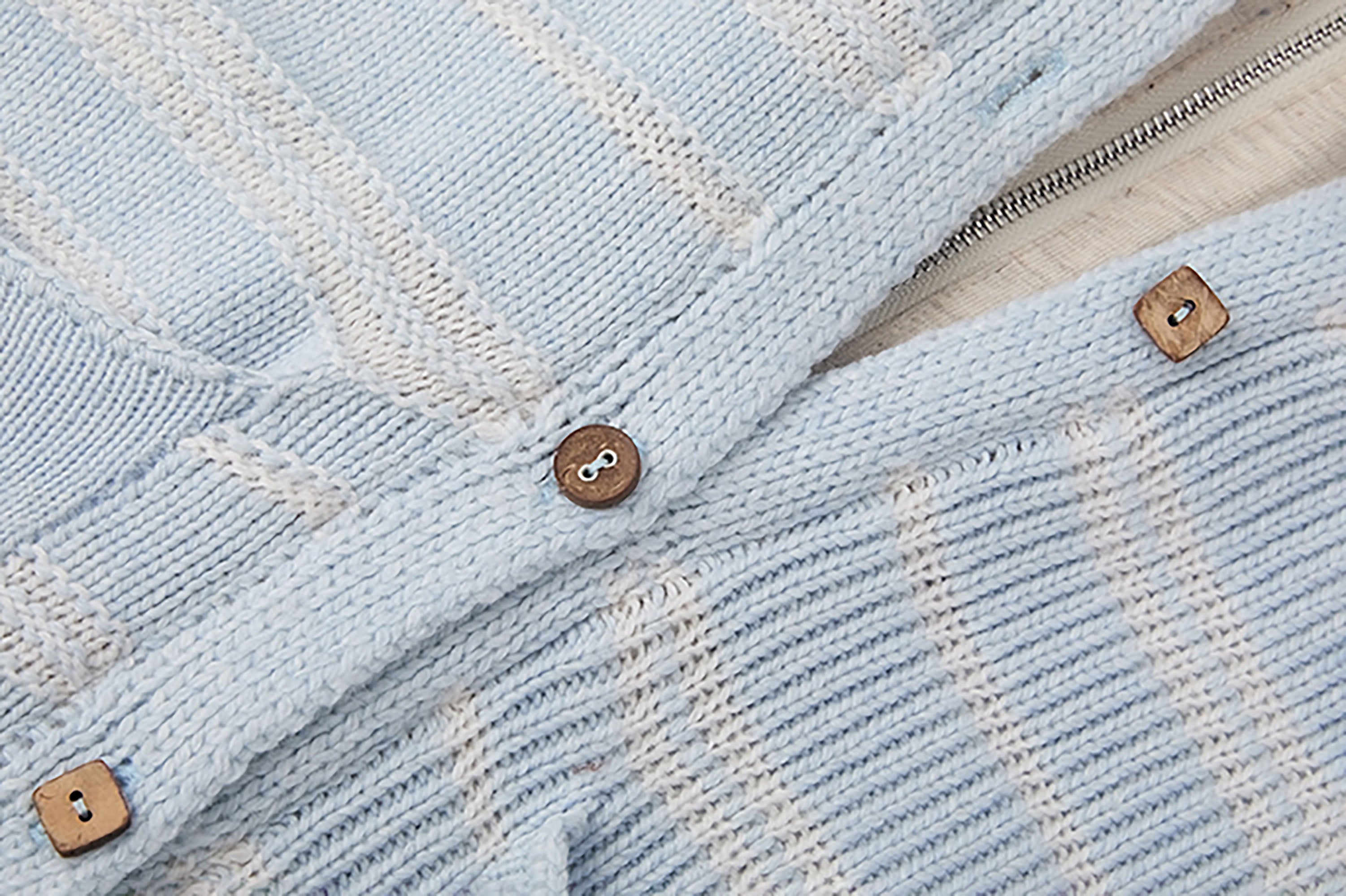 NOESE Faux Layered Hooded Cardigan